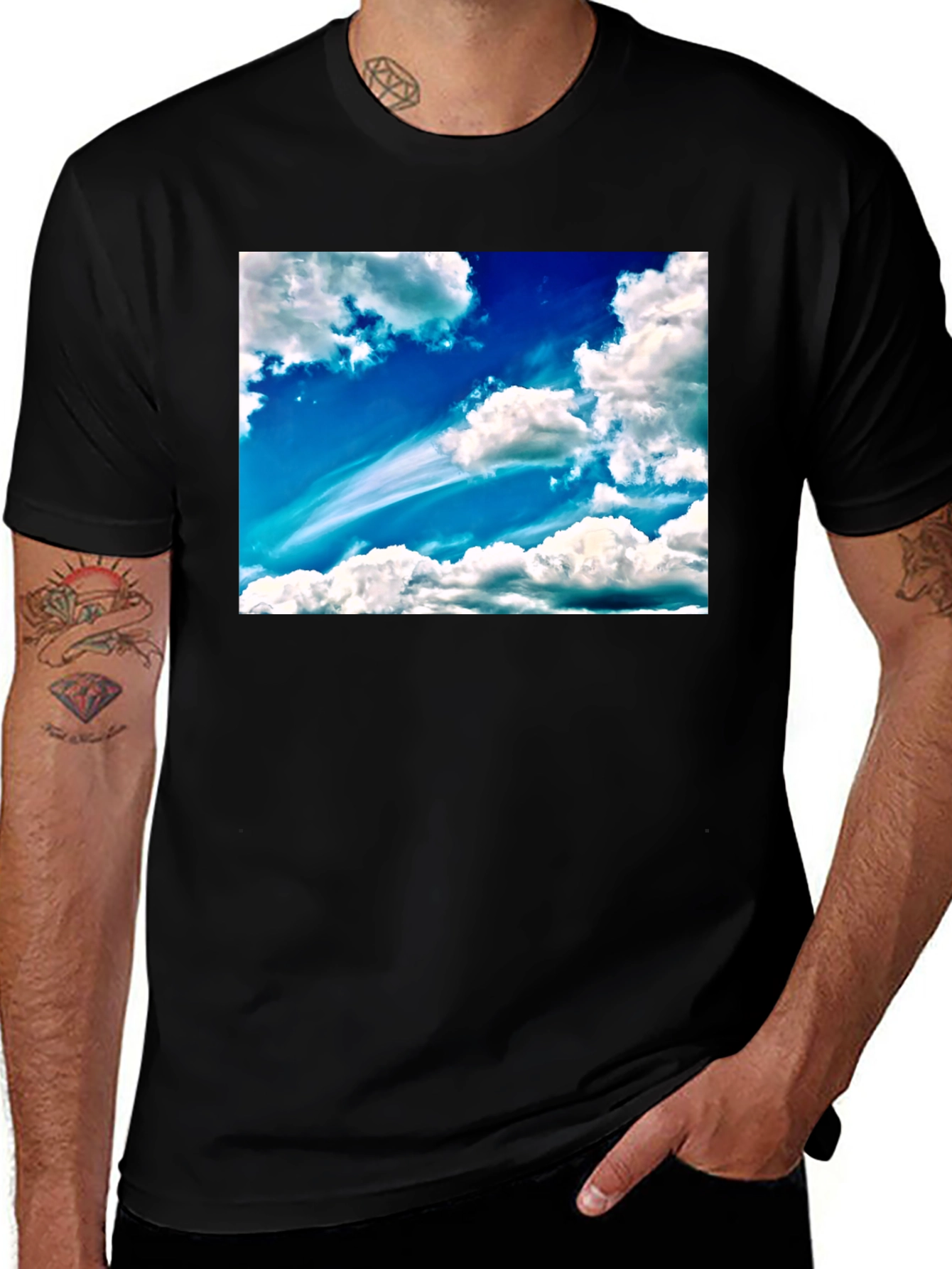 Sky Cloudscape Graphic Tee - Cotton Blend T-Shirt