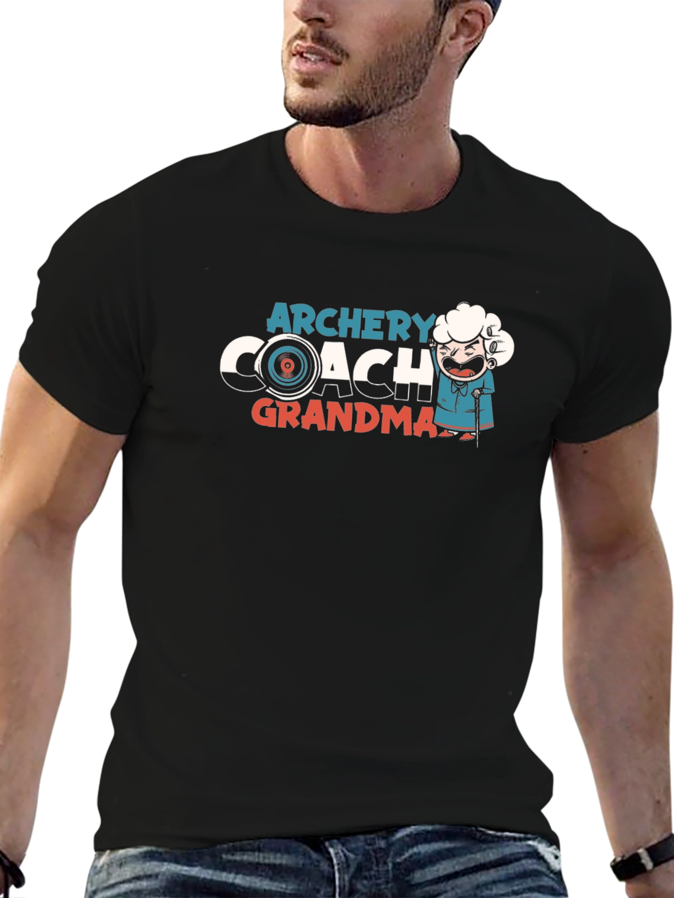 Archery Coach Grandma Black Graphic Tee