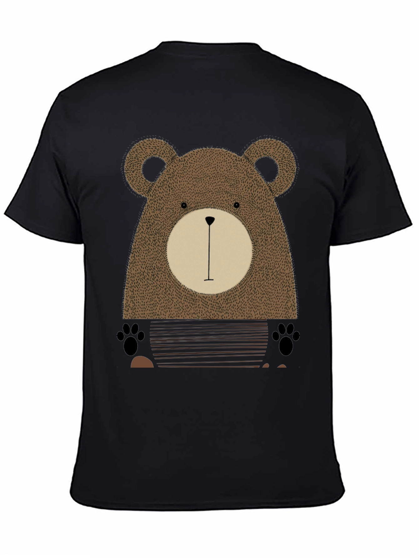 Cute Bear Graphic Print Black T-Shirt