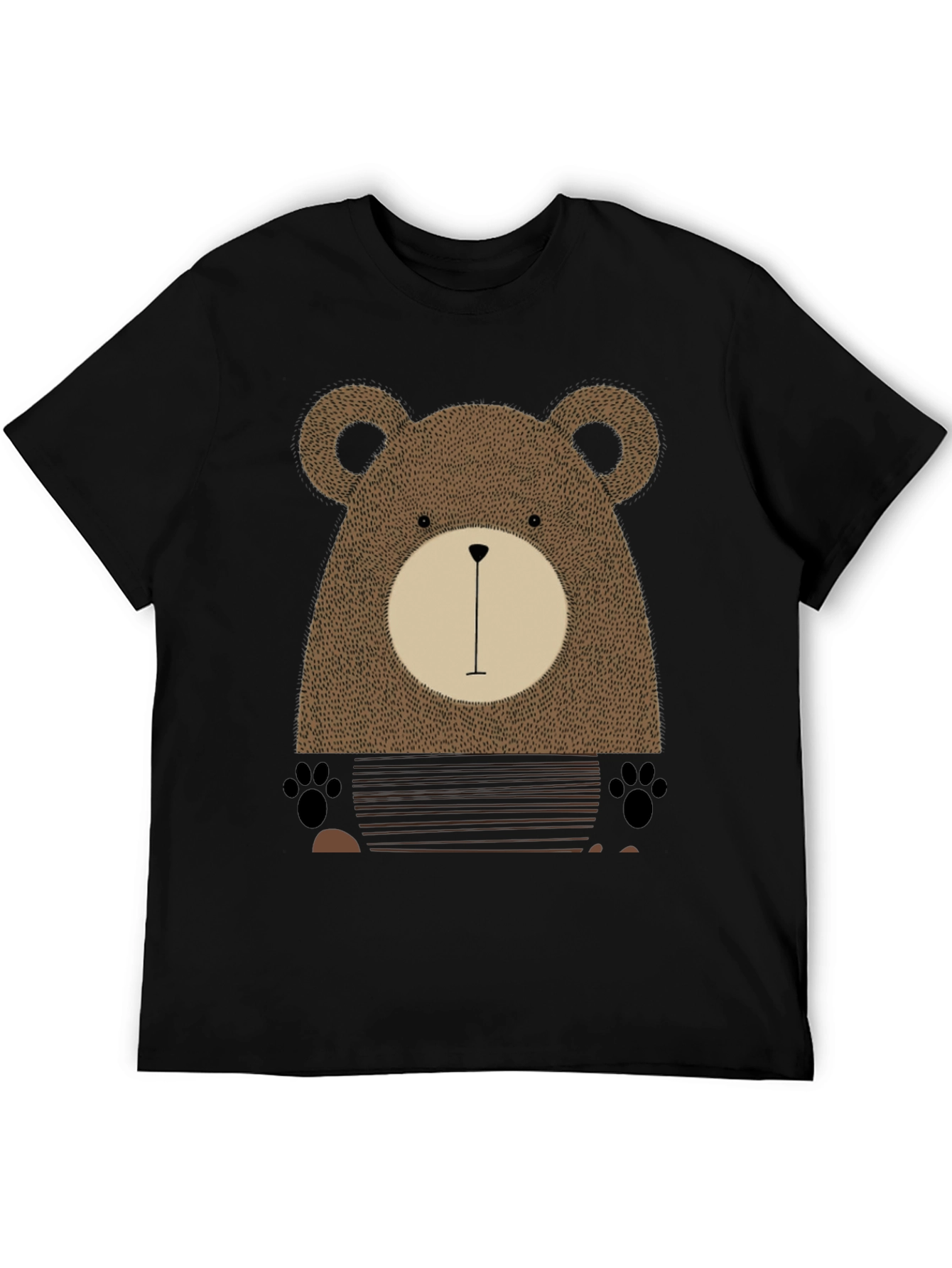 Cute Bear Graphic Print Black T-Shirt