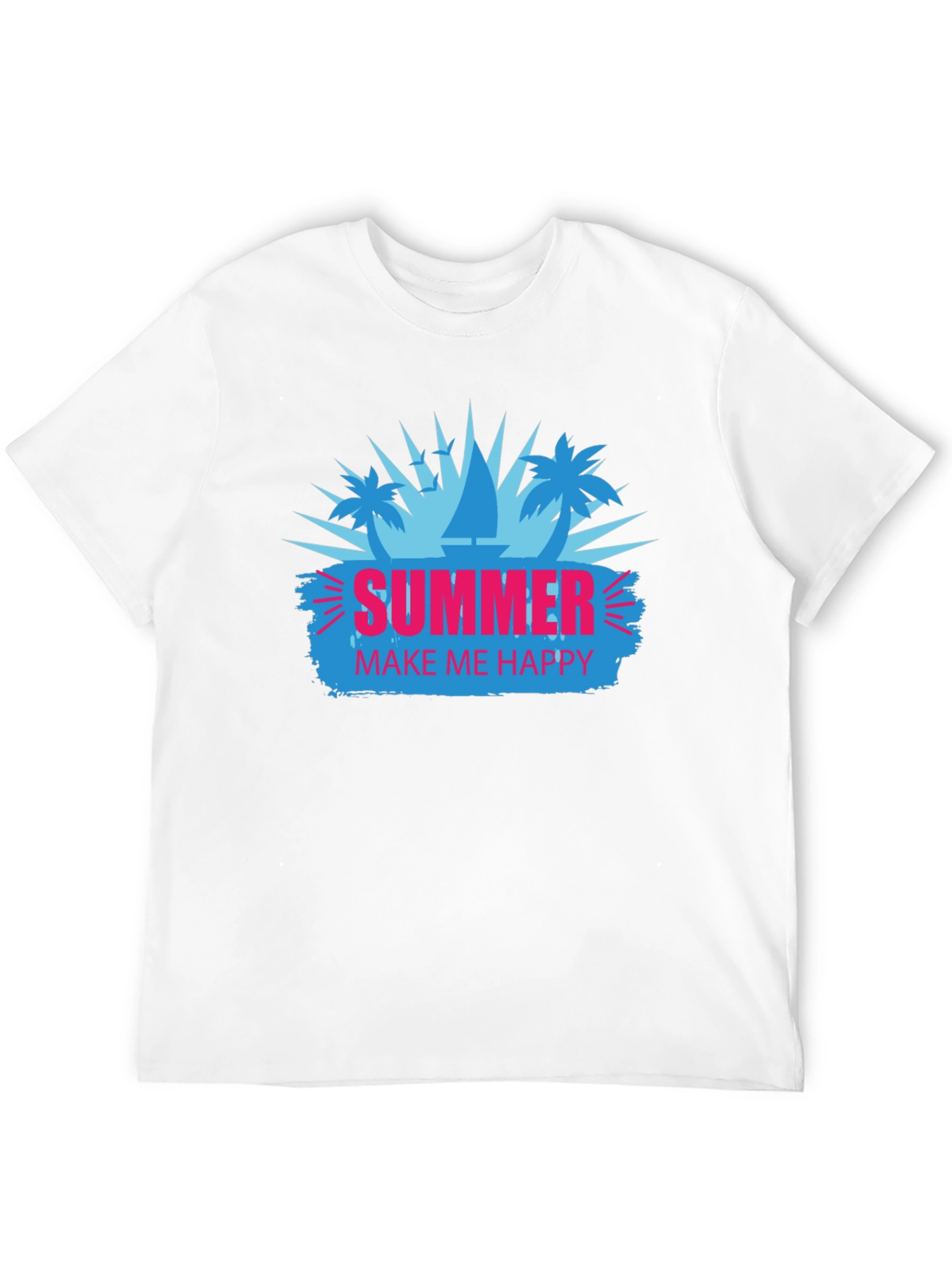 Summer Make Me Happy Black Graphic T-Shirt