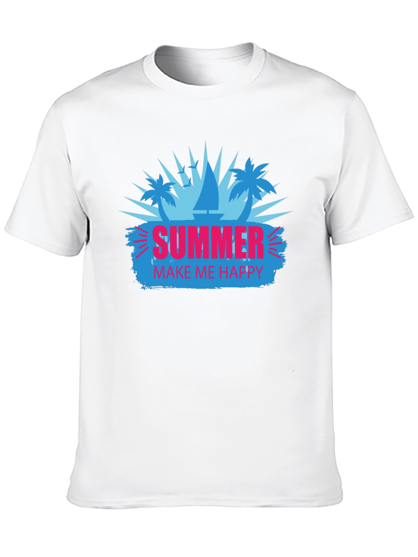 Summer Make Me Happy Black Graphic T-Shirt