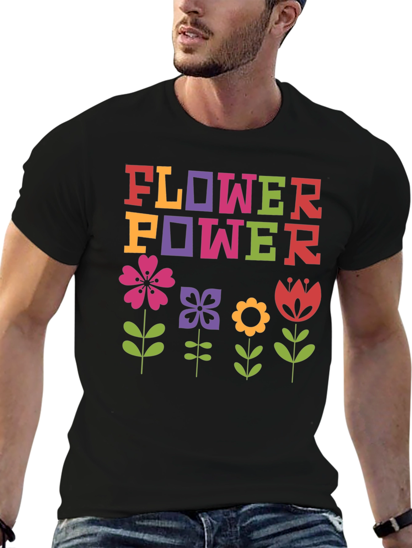 Flower Power Graphic Tee - Retro Style Shirt