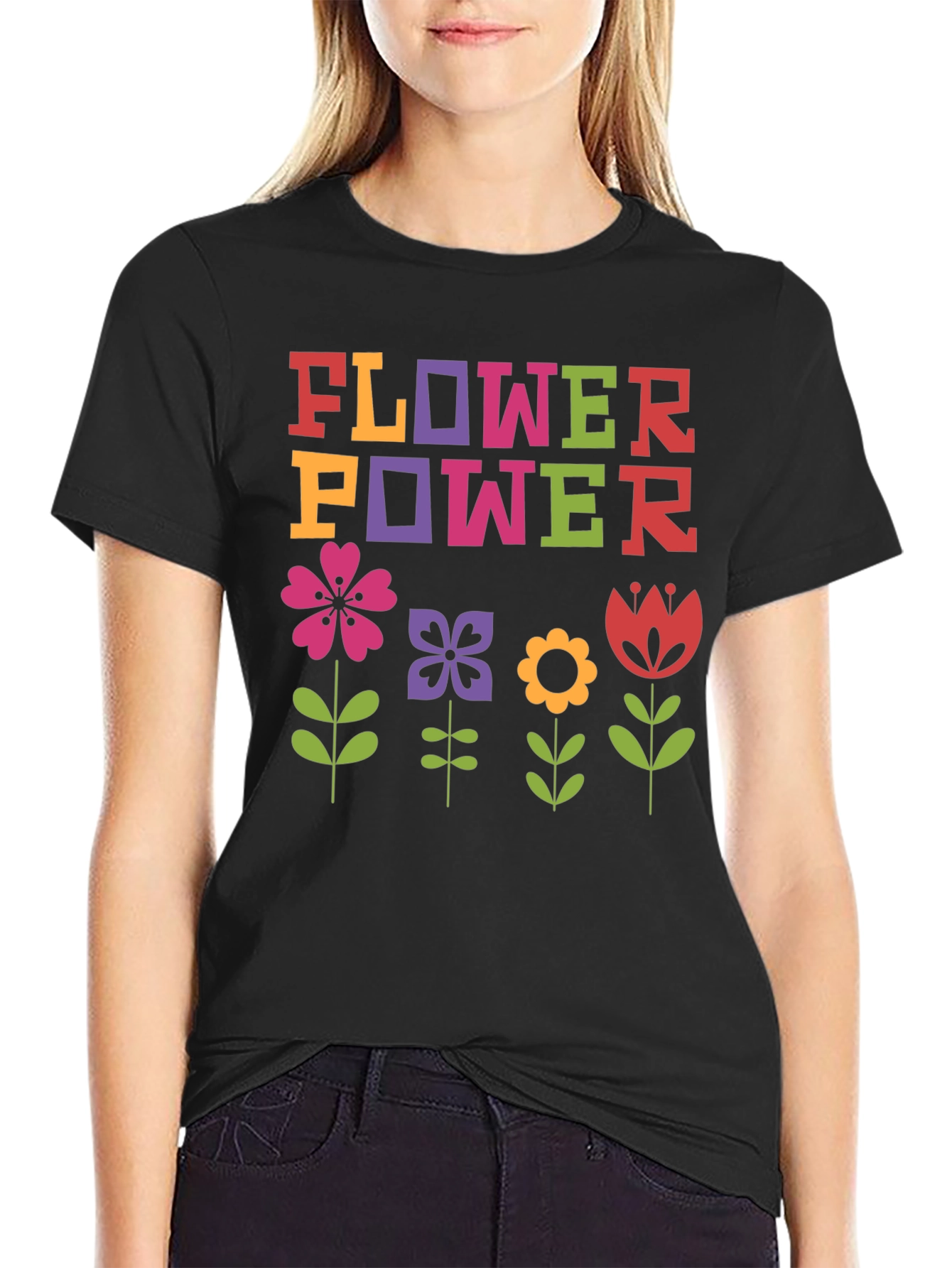 Flower Power Graphic Tee - Retro Style Shirt