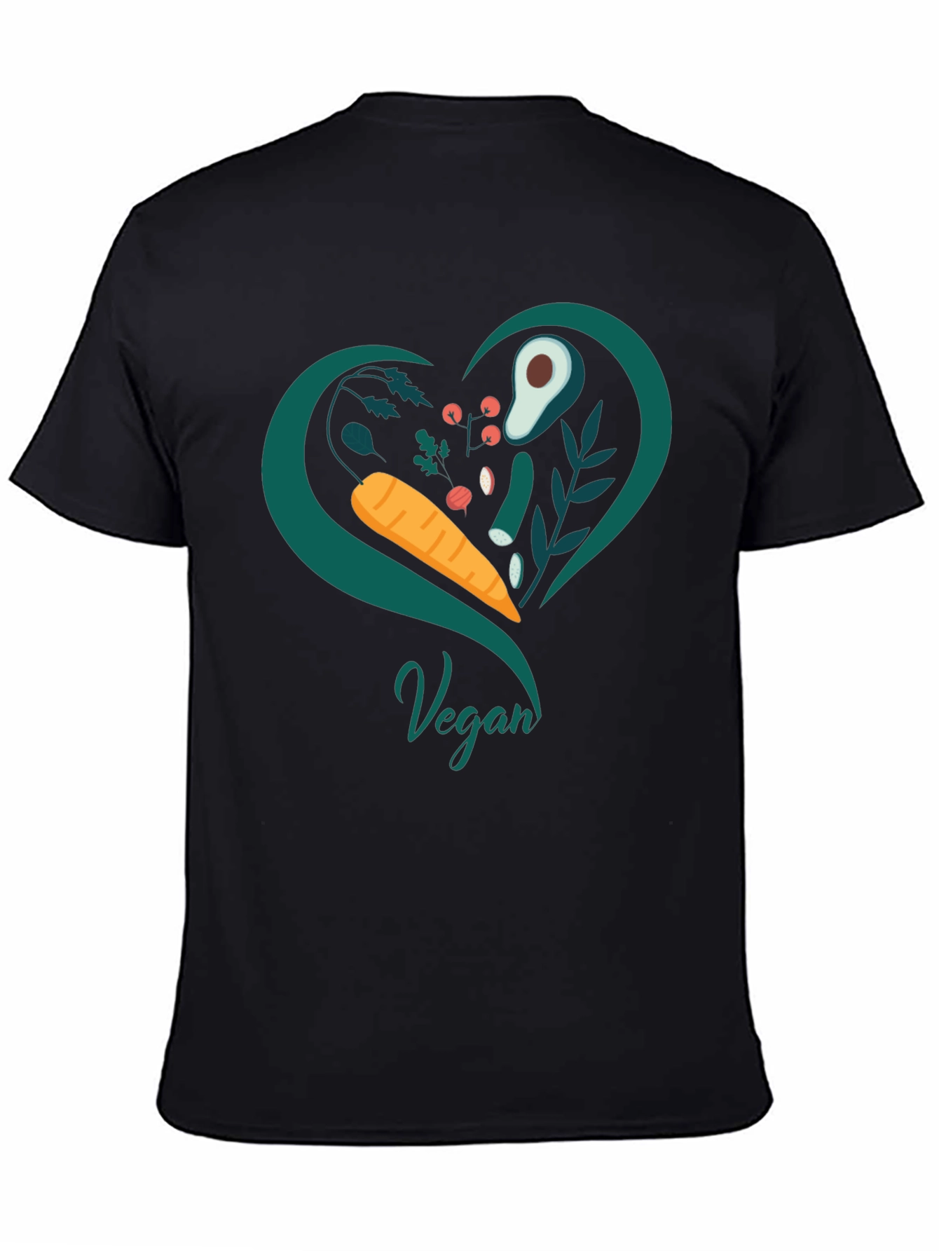 Vegan Heart T-Shirt - Black Casual Fit