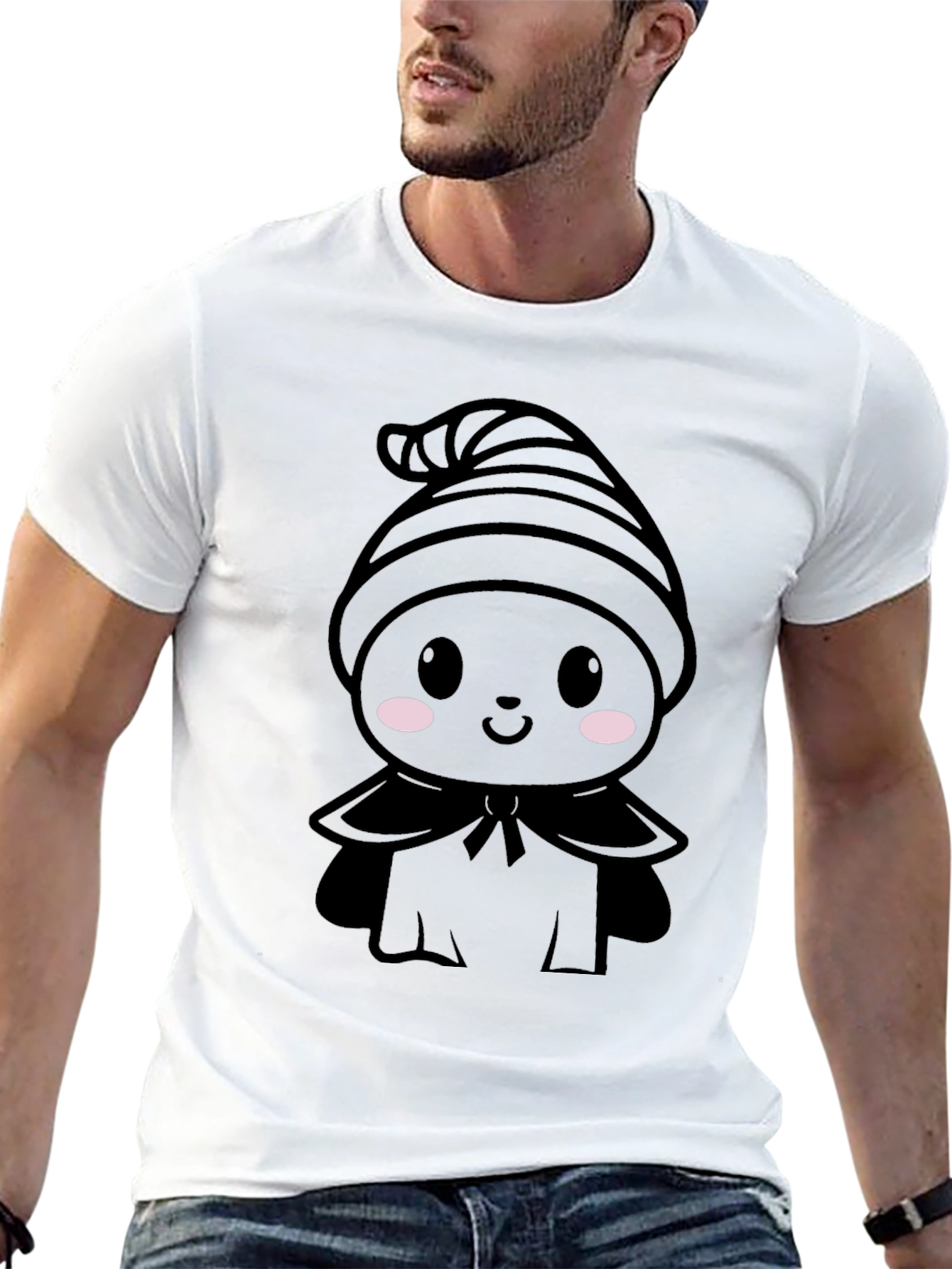 Cute Kawaii Ghost T-Shirt - Black Halloween Tee