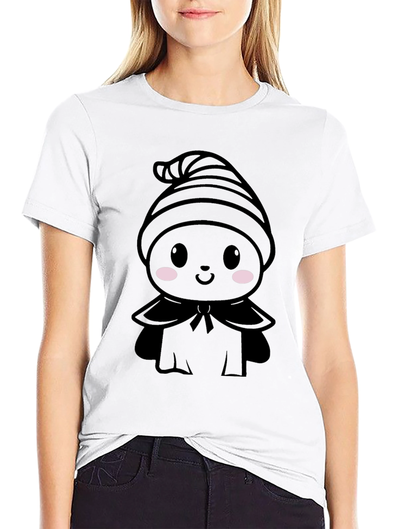 Cute Kawaii Ghost T-Shirt - Black Halloween Tee