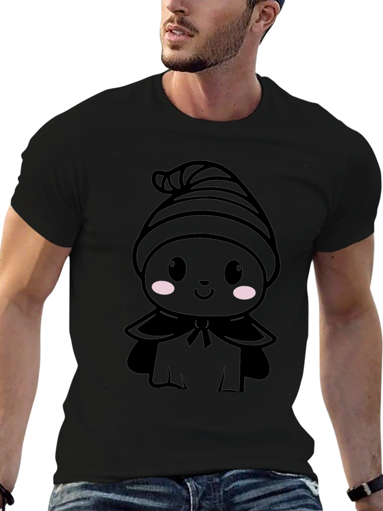Cute Kawaii Ghost T-Shirt - Black Halloween Tee