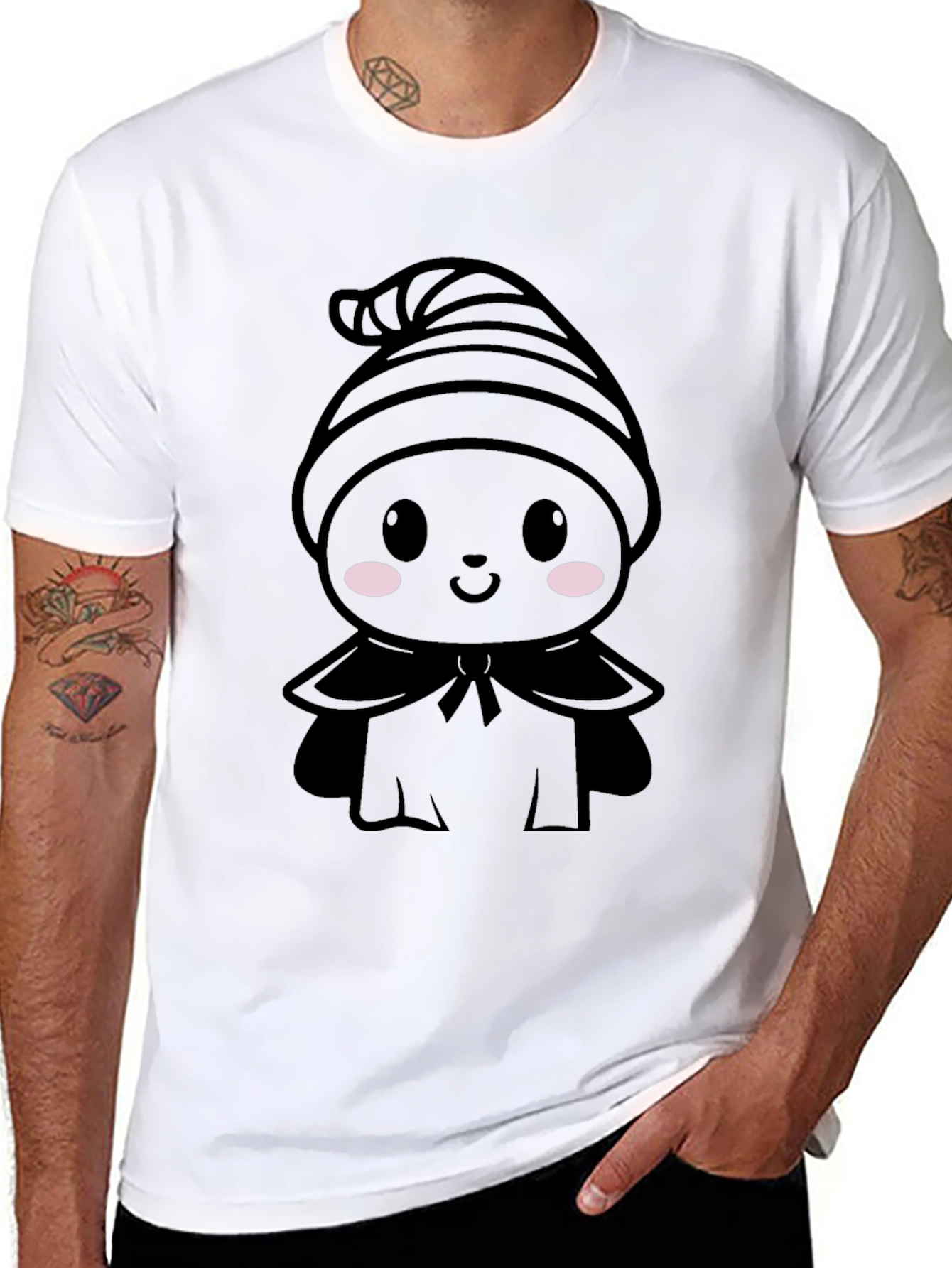 Cute Kawaii Ghost T-Shirt - Black Halloween Tee