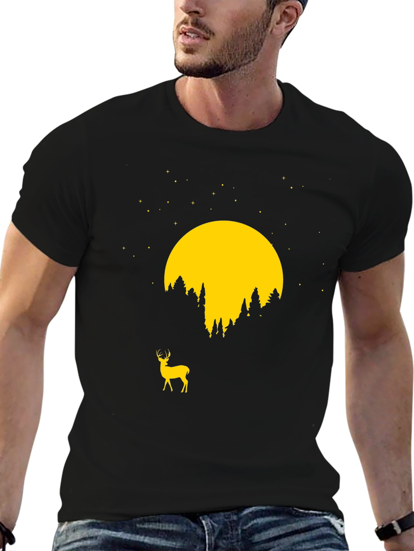 Deer Moon Graphic Tee - Nature Inspired T-Shirt