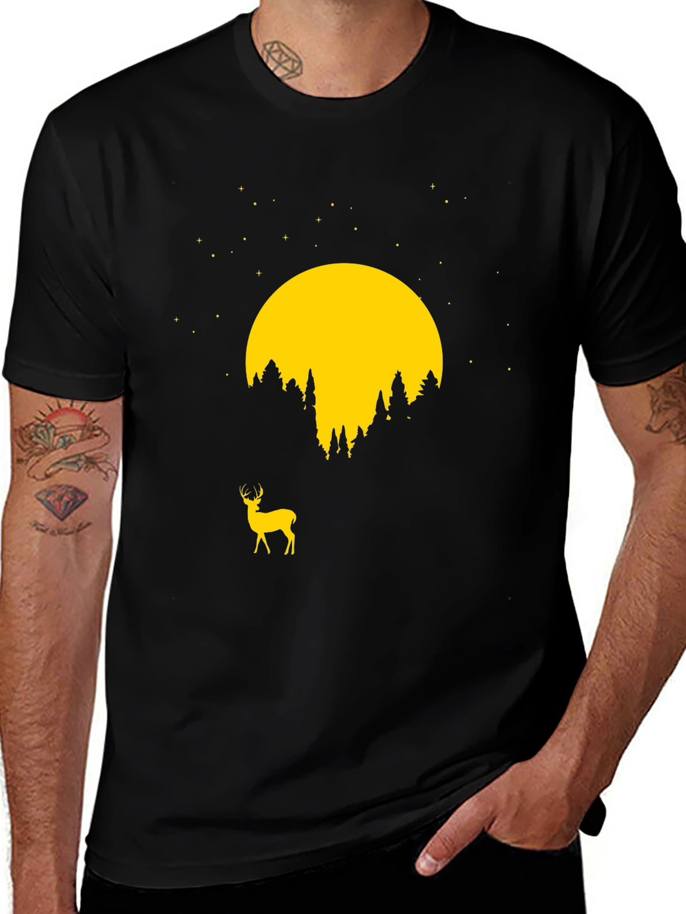 Deer Moon Graphic Tee - Nature Inspired T-Shirt