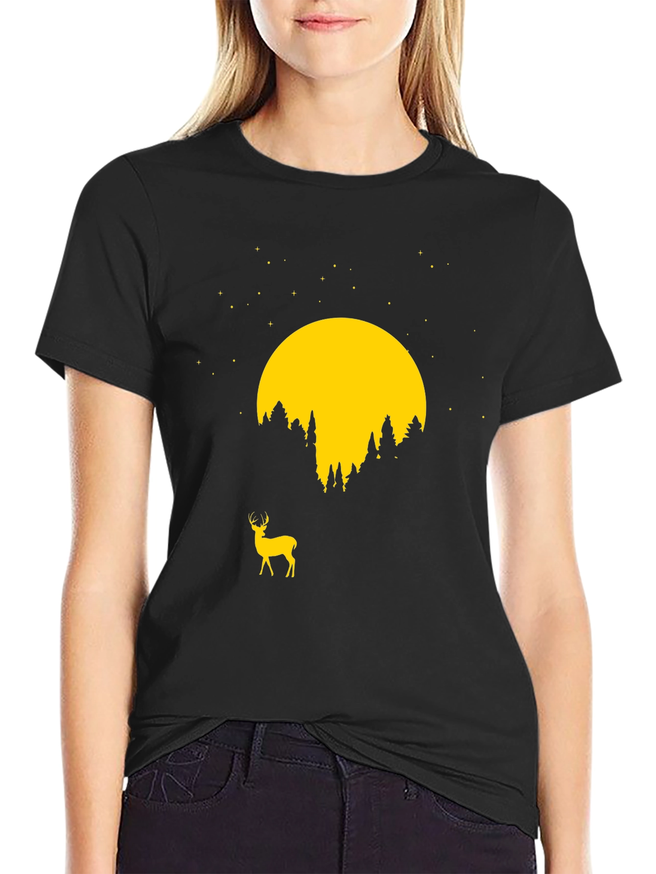 Deer Moon Graphic Tee - Nature Inspired T-Shirt