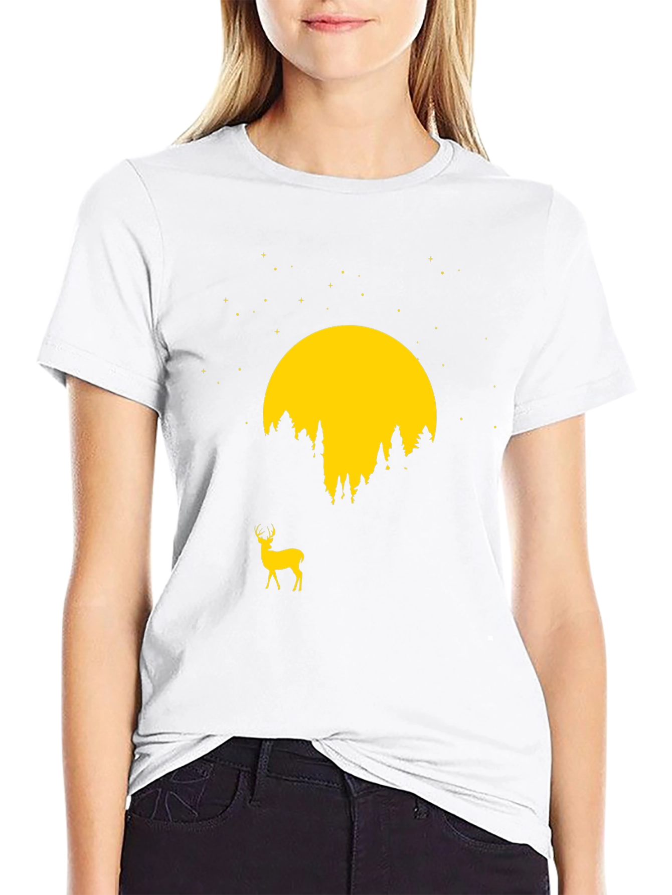 Deer Moon Graphic Tee - Nature Inspired T-Shirt