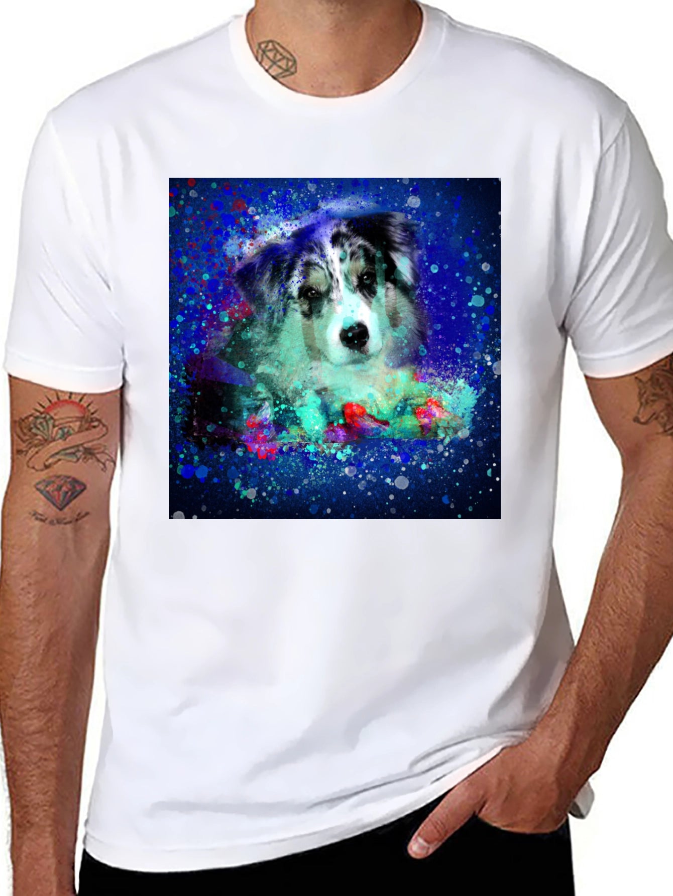 Dog Art Graphic Tee - Artistic Aussie Design T-Shirt