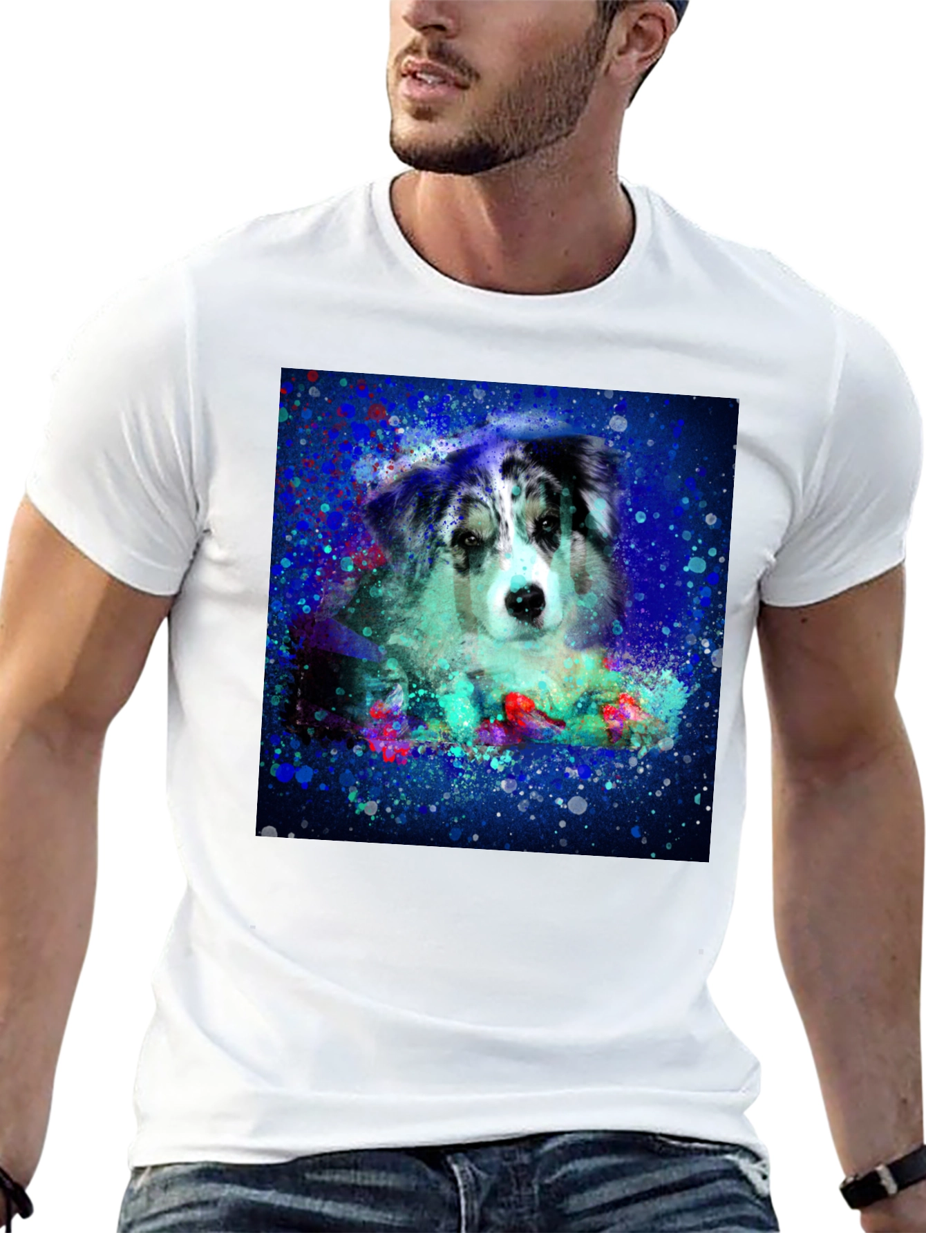 Dog Art Graphic Tee - Artistic Aussie Design T-Shirt