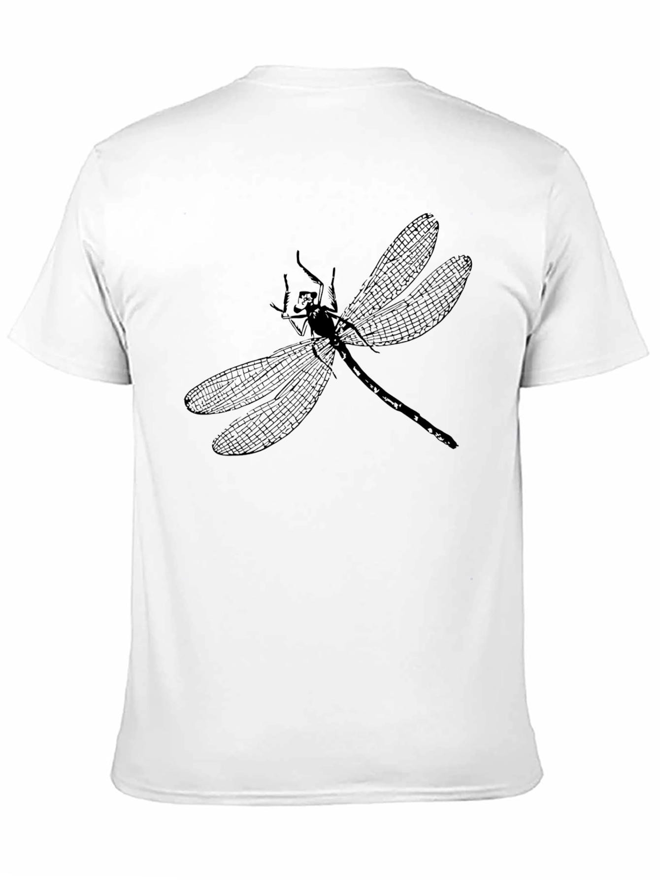 Dragonfly Print Black Cotton Tee