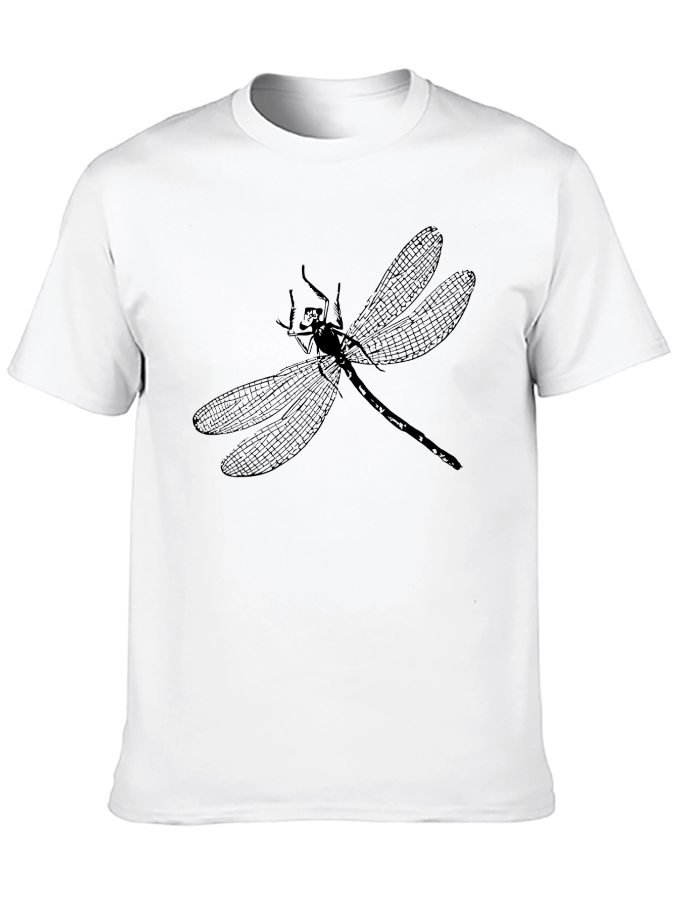 Dragonfly Print Black Cotton Tee