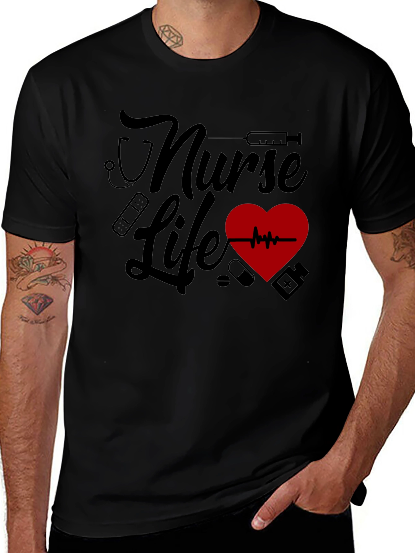 Nurse Life Graphic Tee - Black