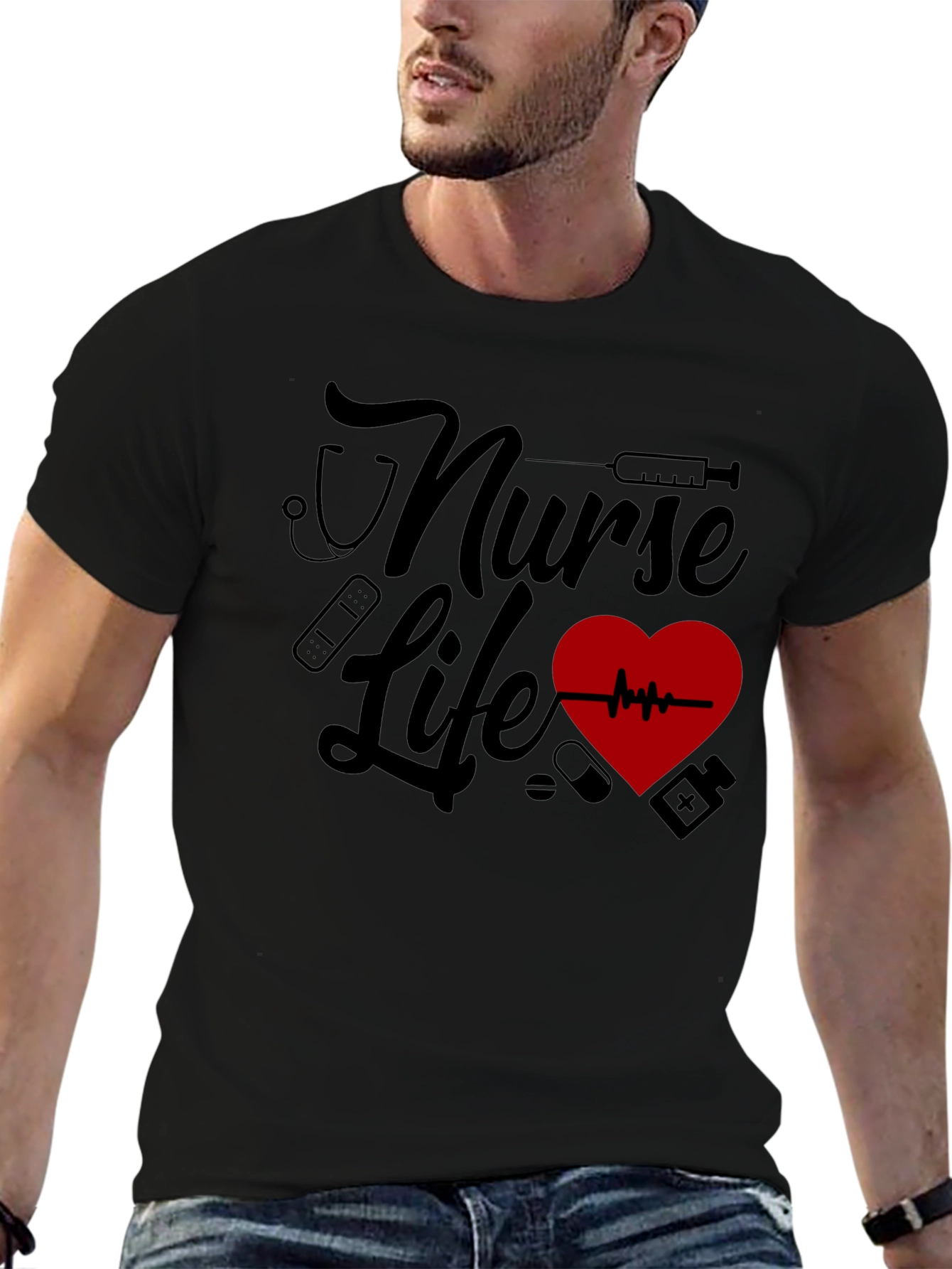 Nurse Life Graphic Tee - Black