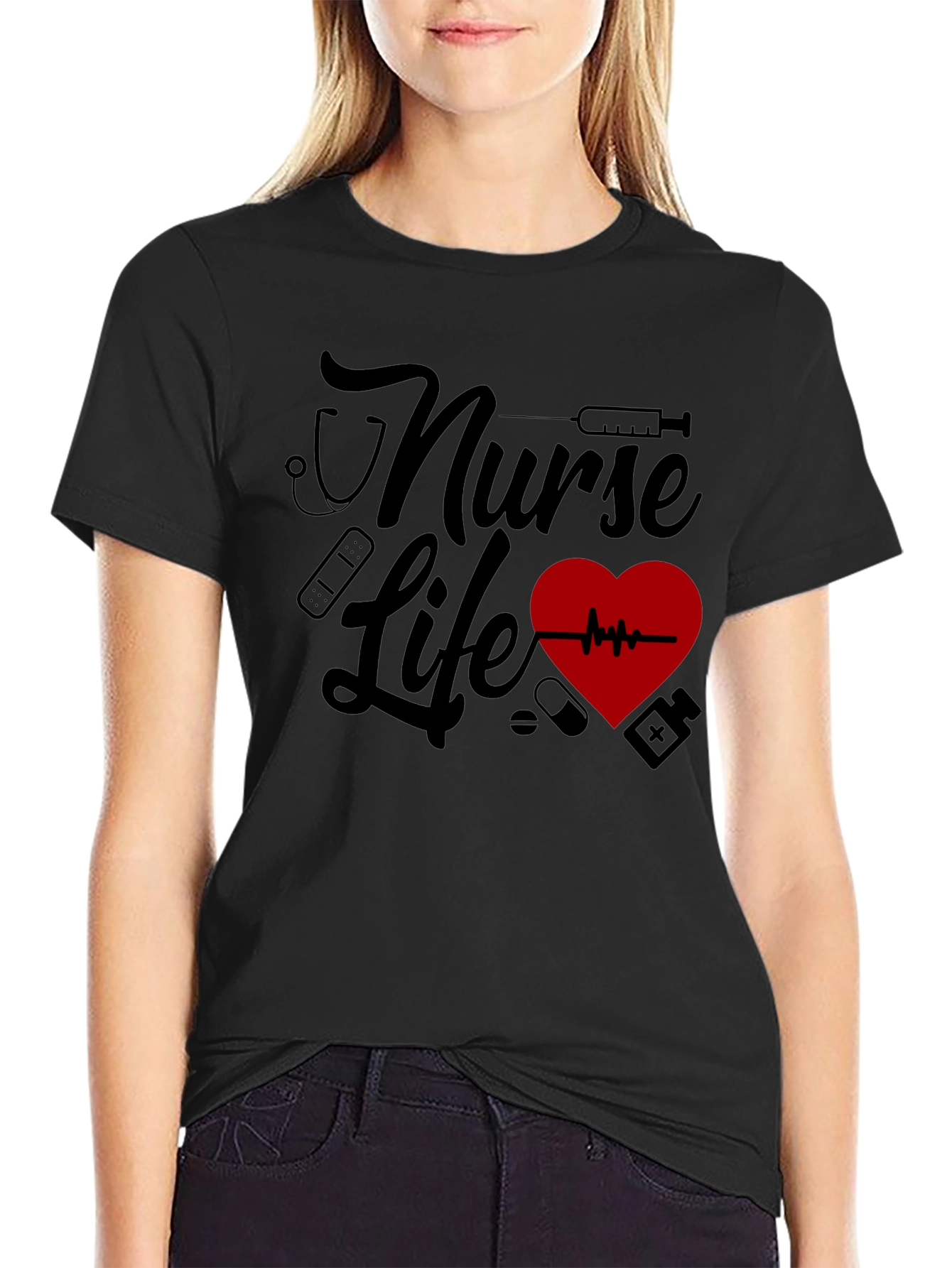 Nurse Life Graphic Tee - Black