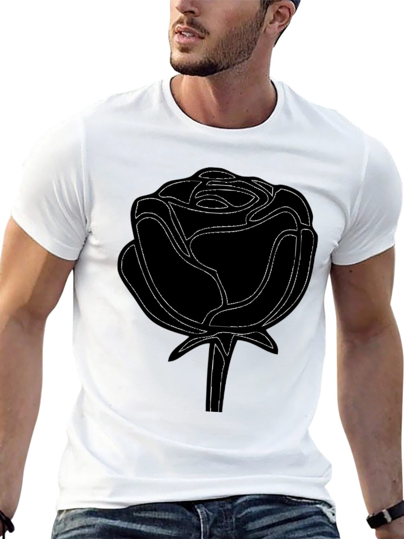 Black Rose Outline Graphic Tee