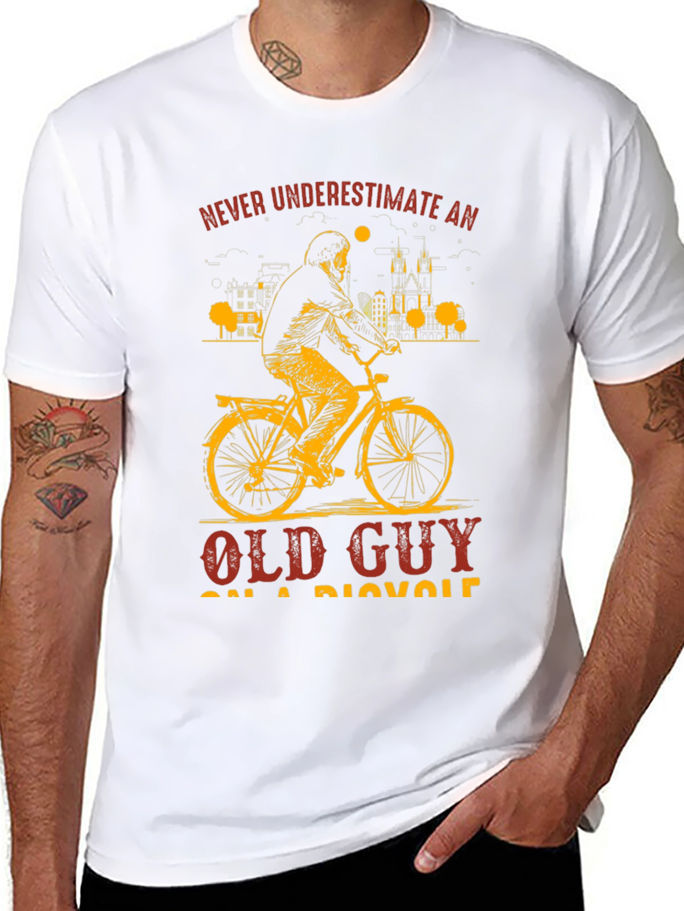 Old Guy On a Bicycle Graphic T-Shirt