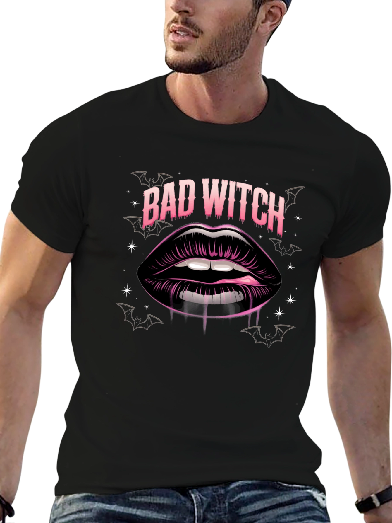 Bad Witch Lips Graphic Tee - Halloween Style