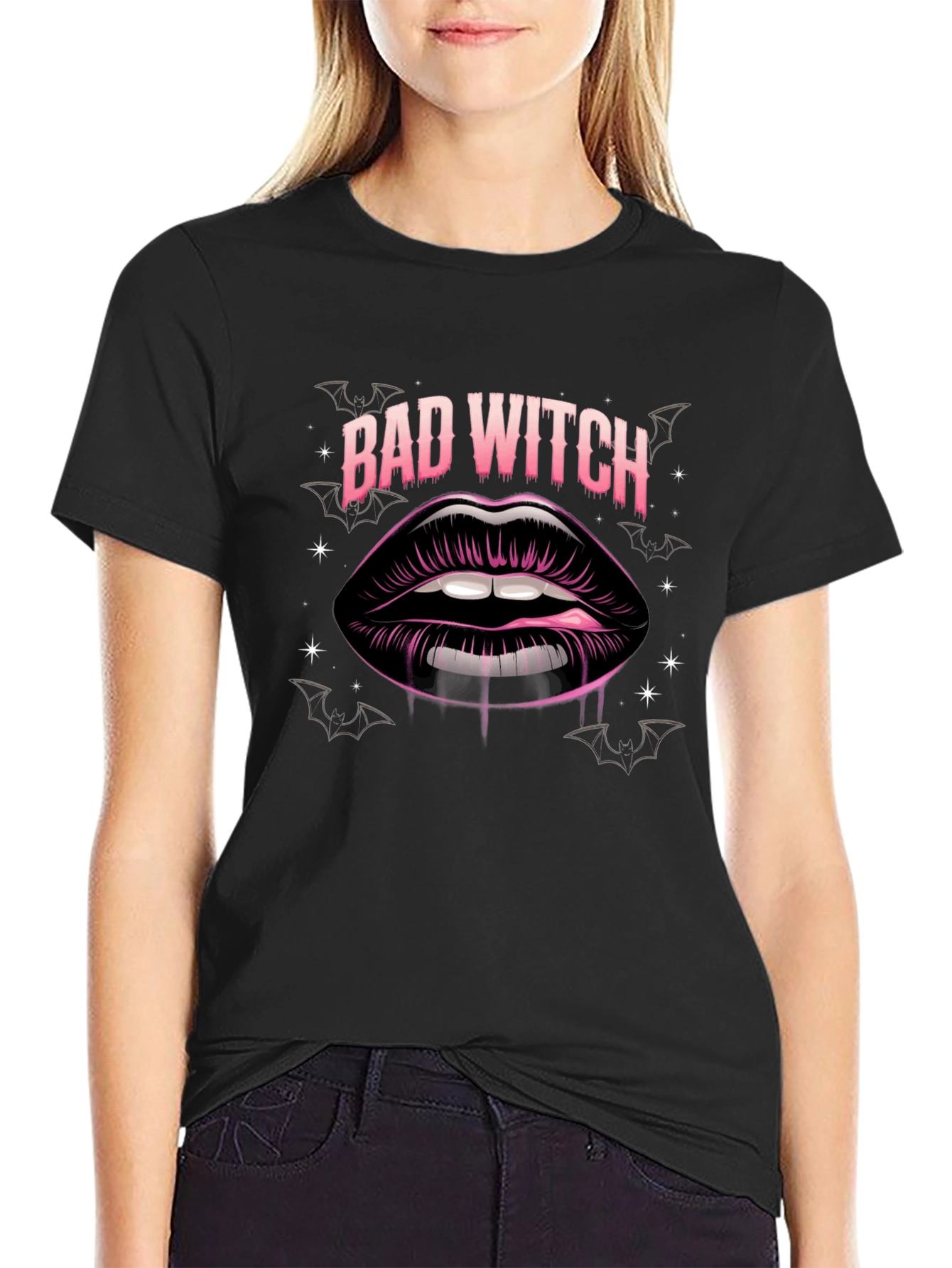 Bad Witch Lips Graphic Tee - Halloween Style