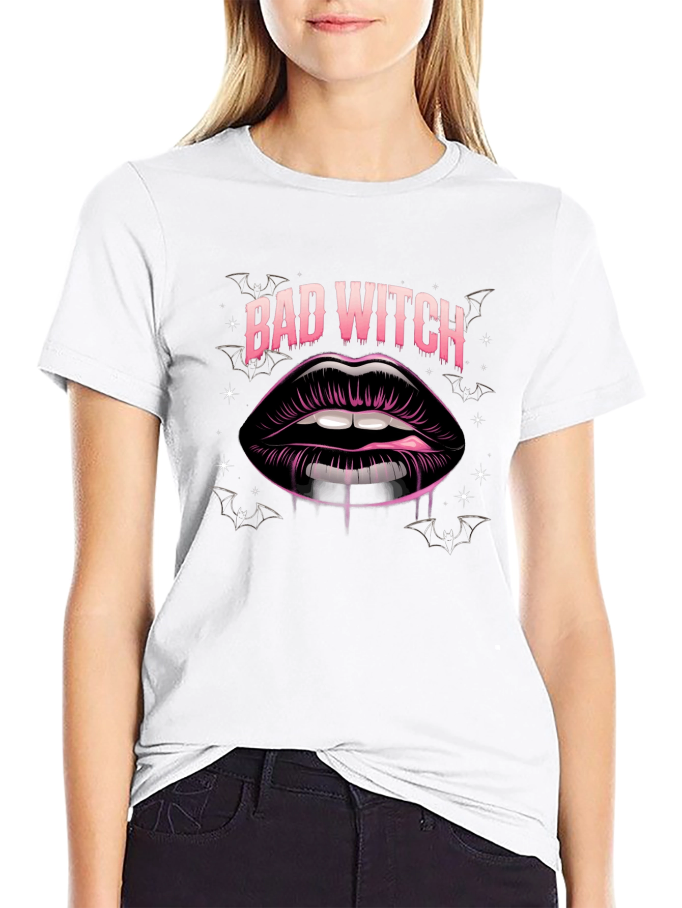 Bad Witch Lips Graphic Tee - Halloween Style
