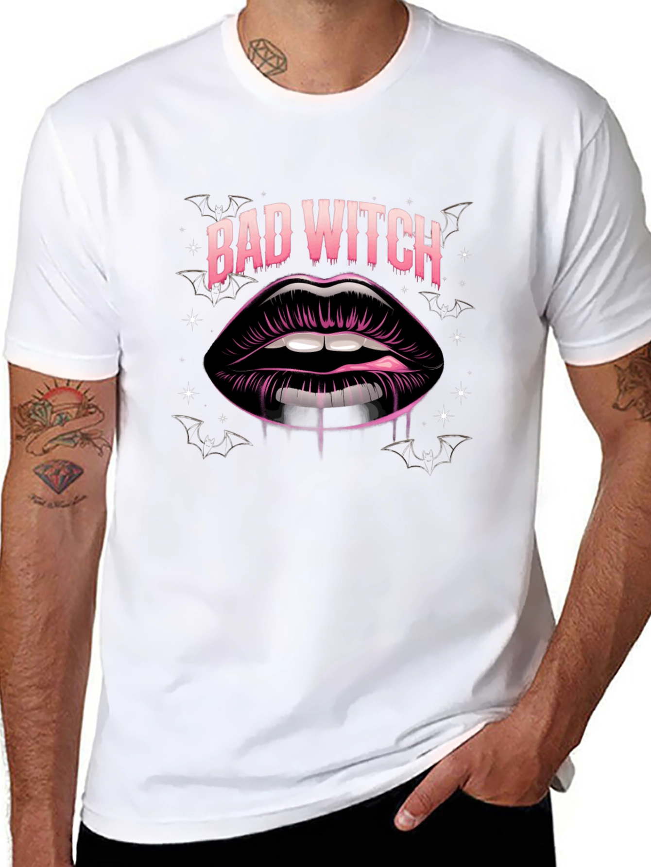 Bad Witch Lips Graphic Tee - Halloween Style