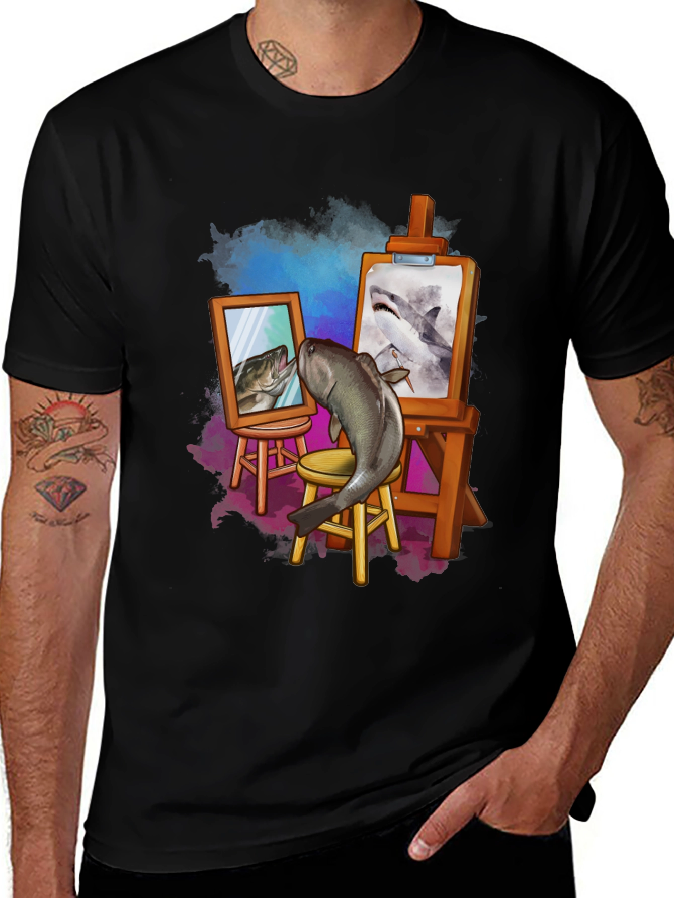 Fish Artist Graphic T-Shirt