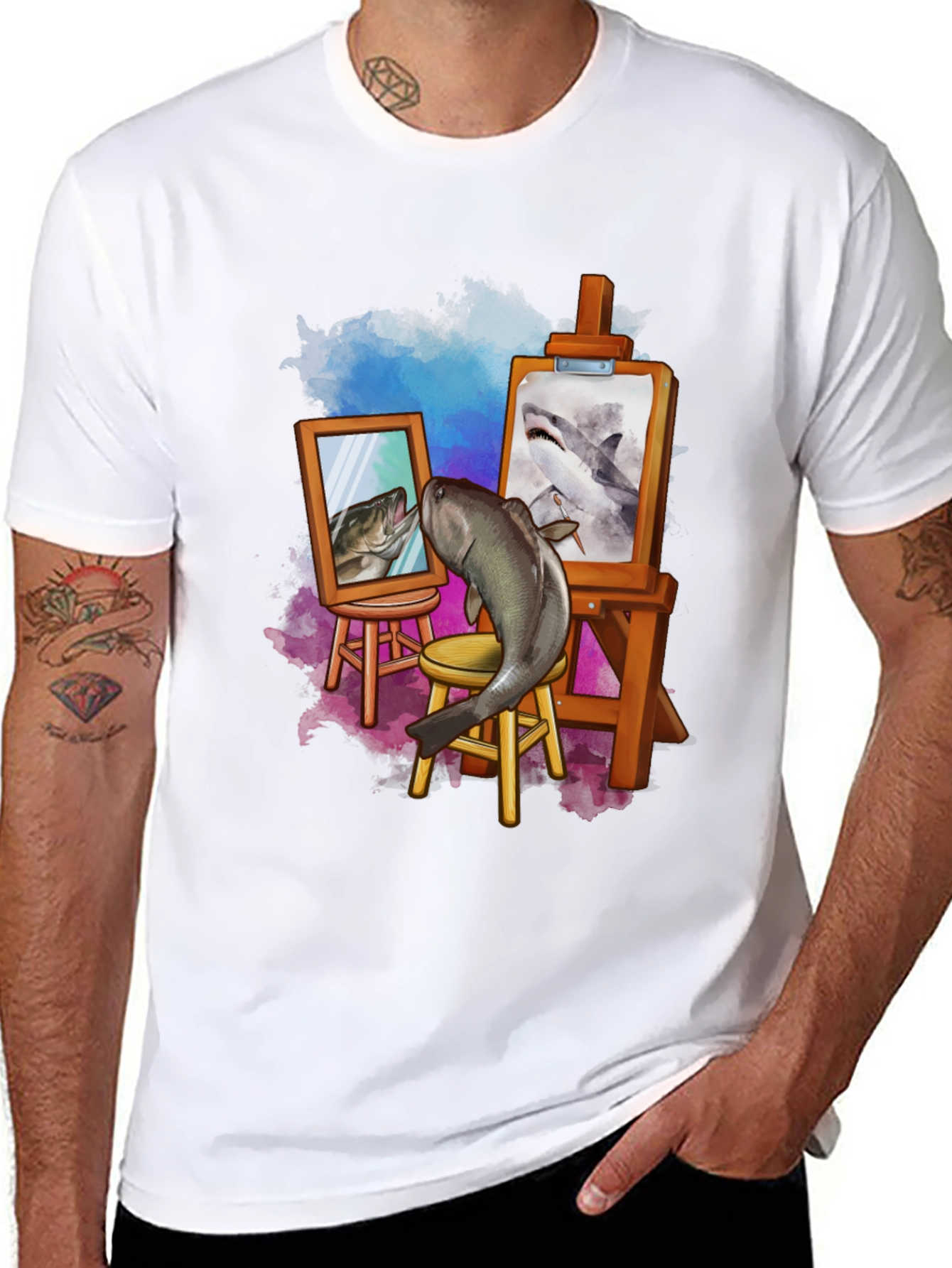 Fish Artist Graphic T-Shirt