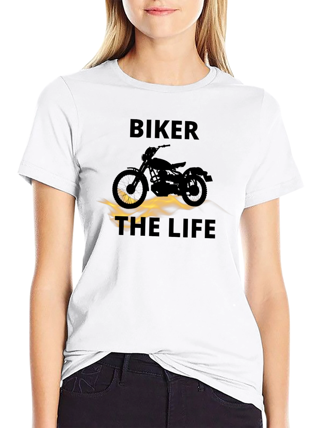 Biker The Life Black Graphic T-Shirt