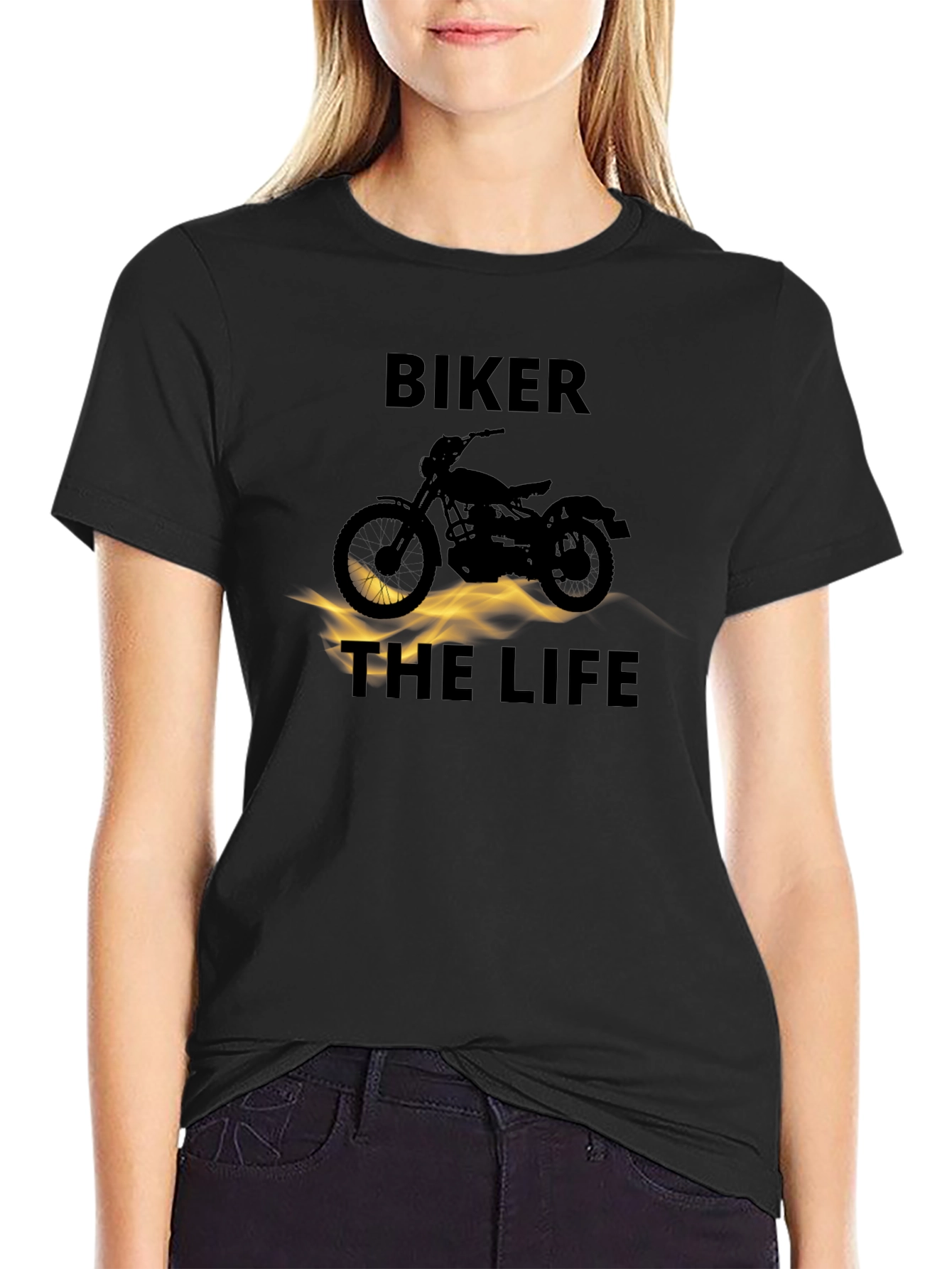 Biker The Life Black Graphic T-Shirt