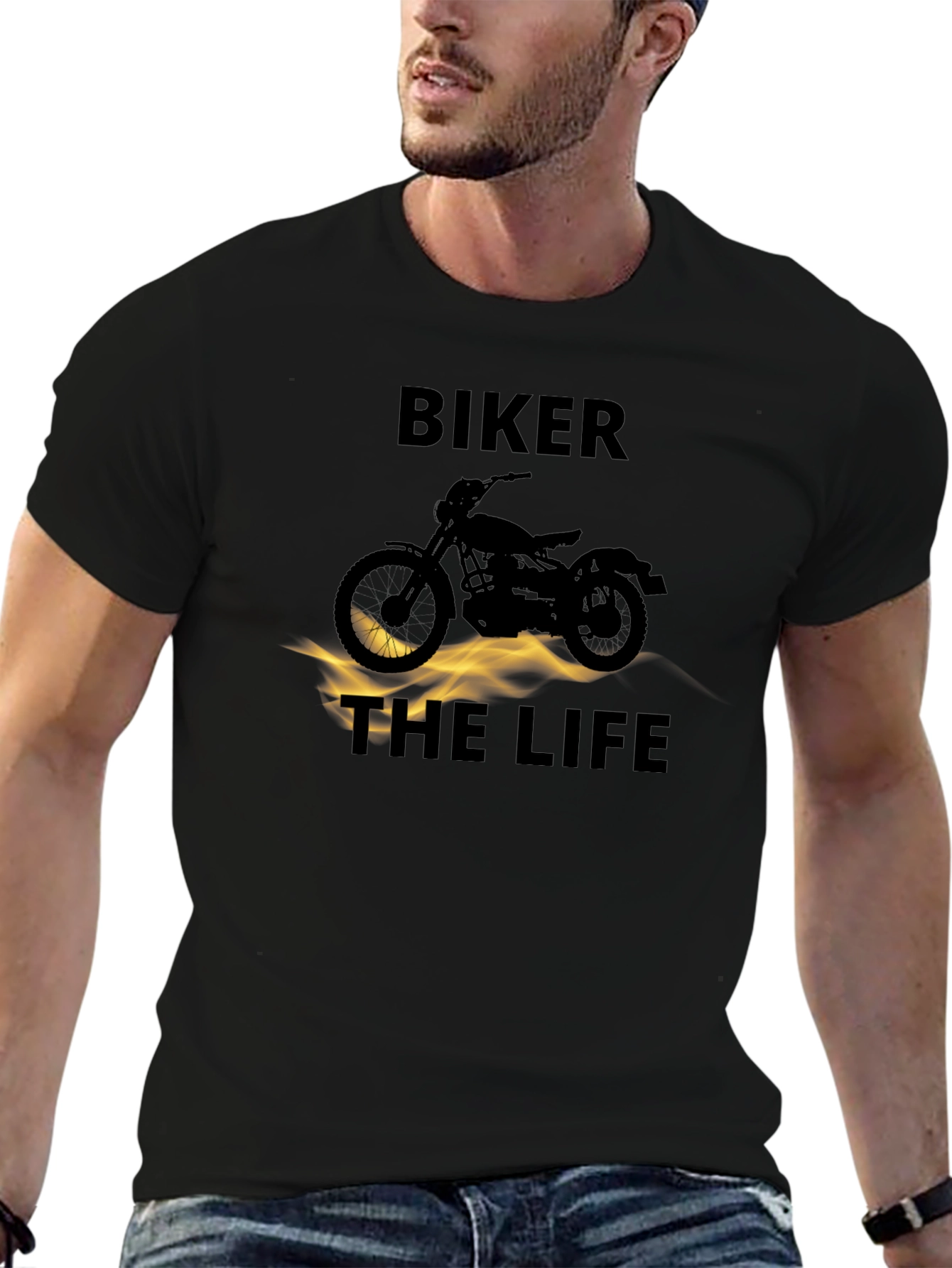 Biker The Life Black Graphic T-Shirt