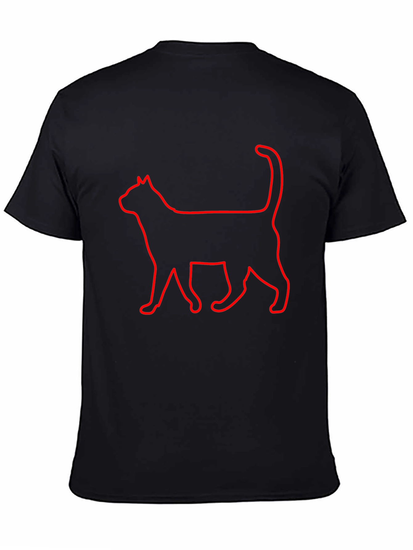 Cool Cat Outline T-Shirt - Black