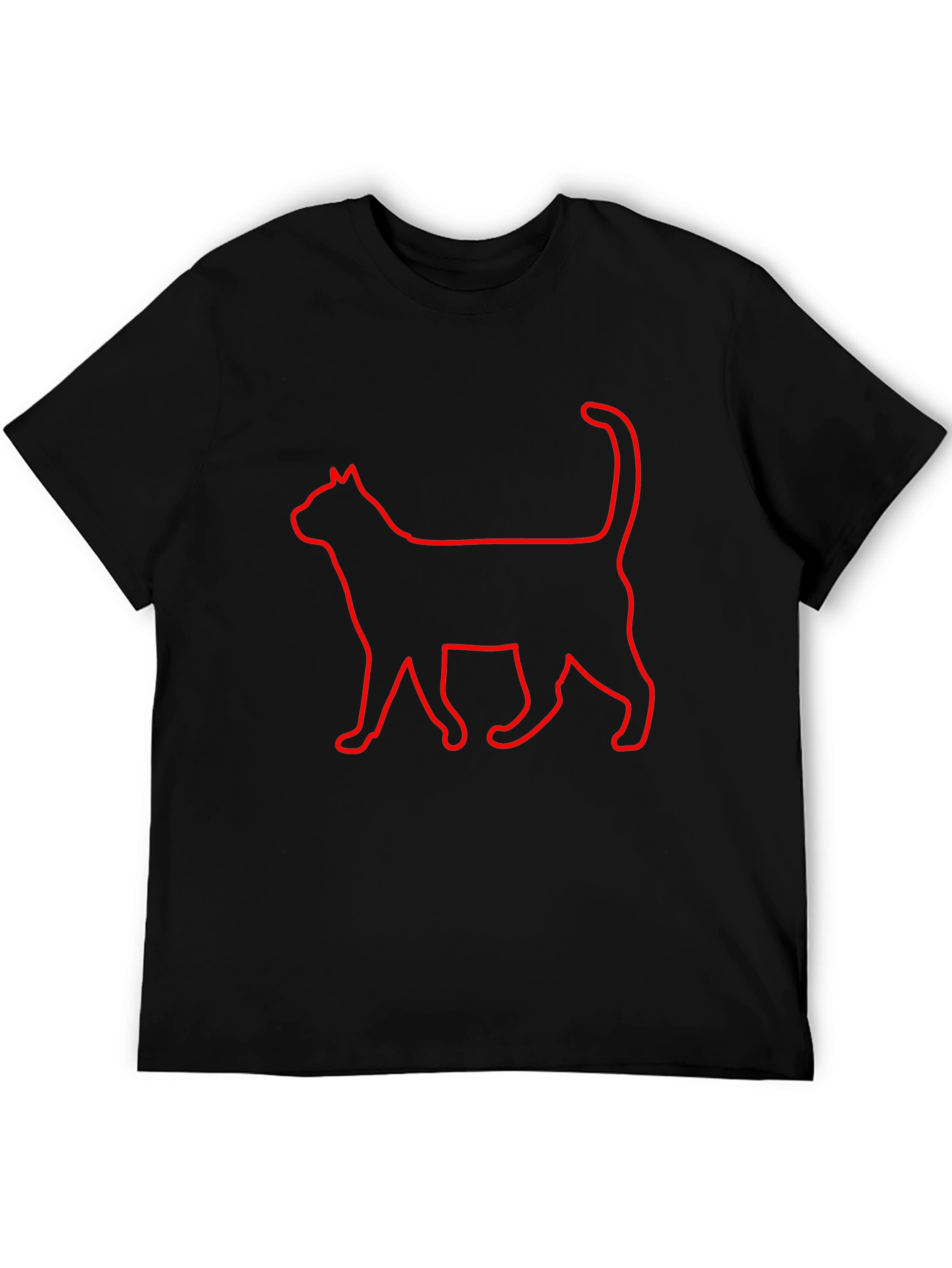 Cool Cat Outline T-Shirt - Black