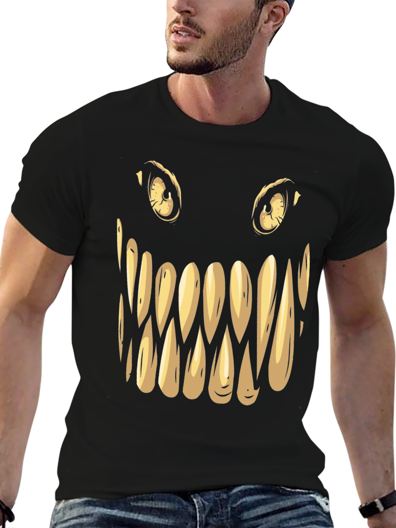 Monster Face Graphic Tee - Spooky Halloween Shirt