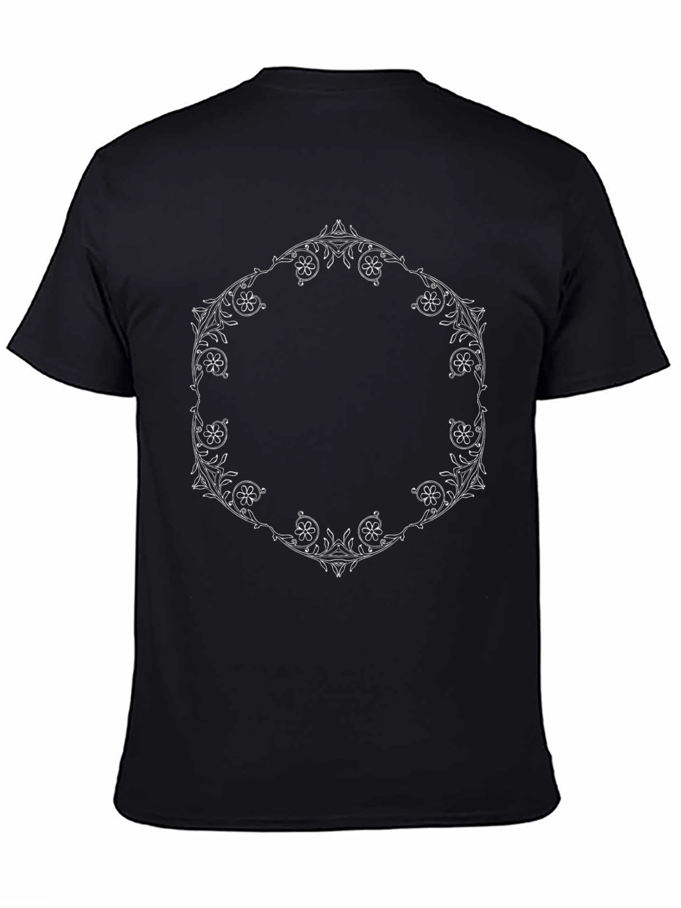 Floral Hexagon Black T-Shirt