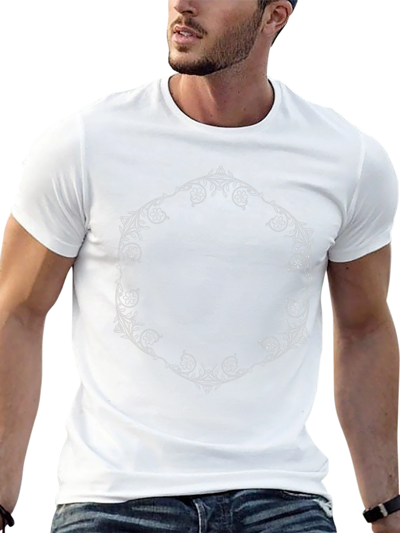 Floral Hexagon Black T-Shirt
