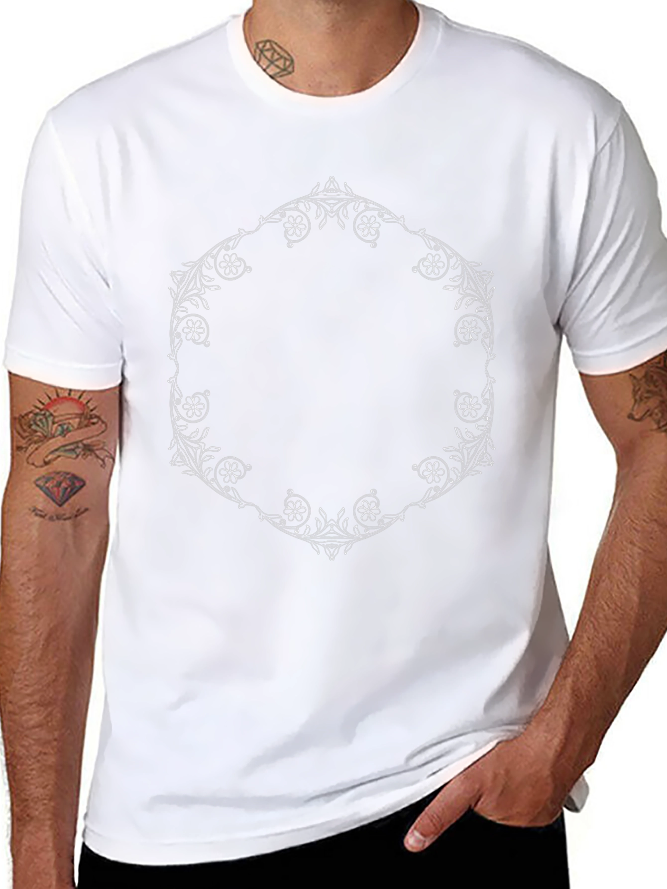 Floral Hexagon Black T-Shirt