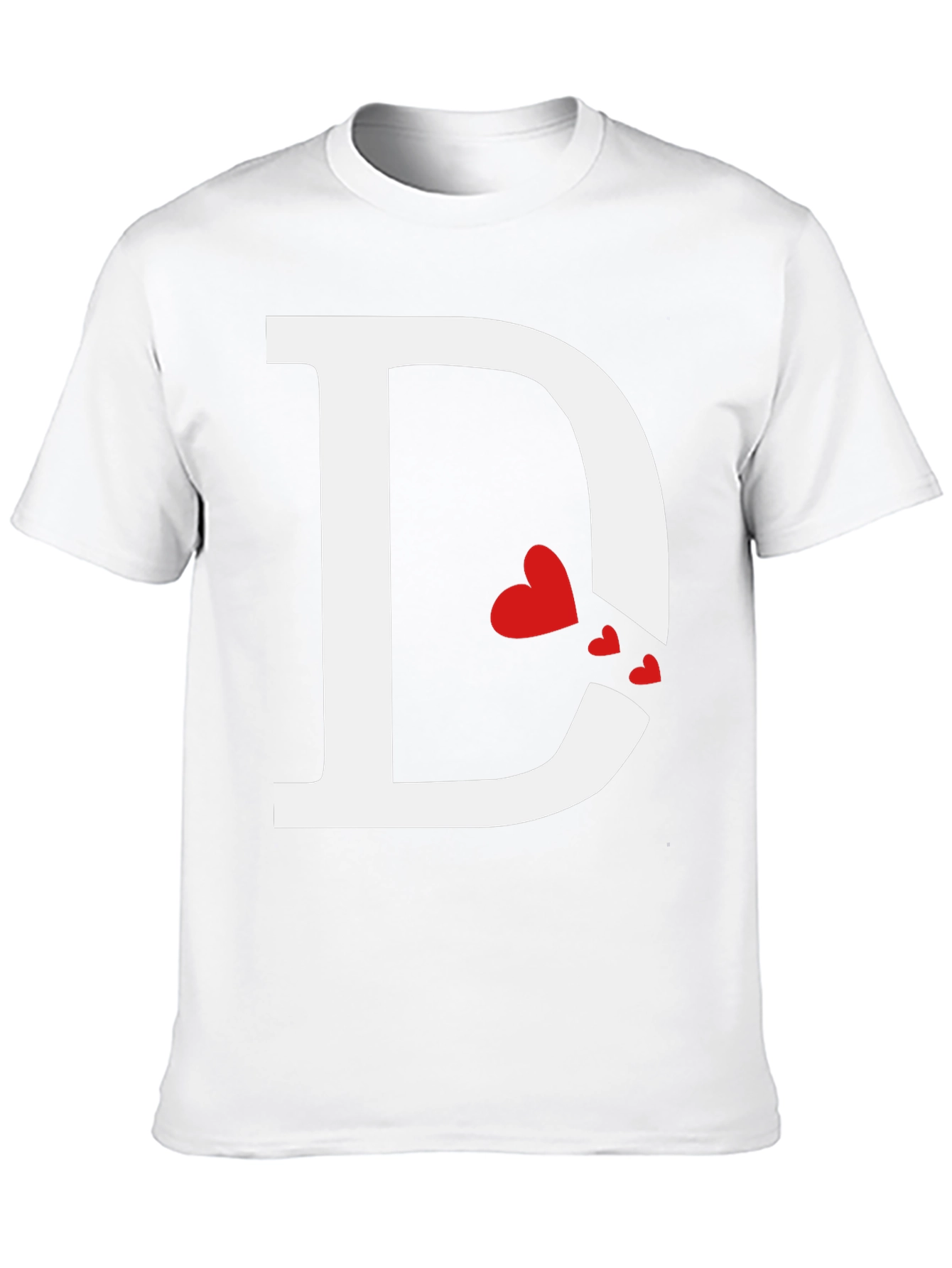 Initial D Heart Print T-Shirt - Black