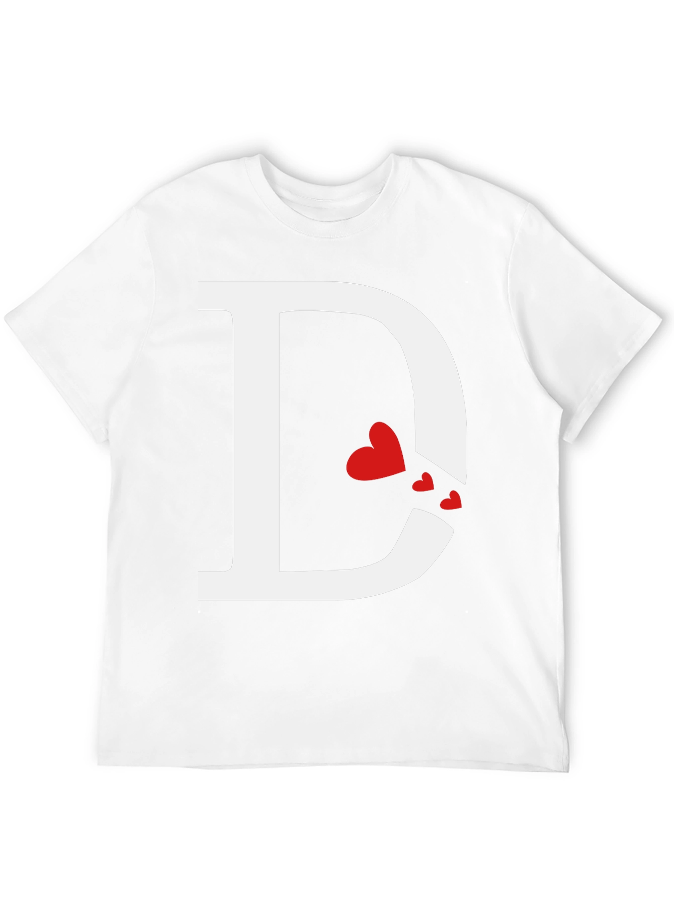 Initial D Heart Print T-Shirt - Black