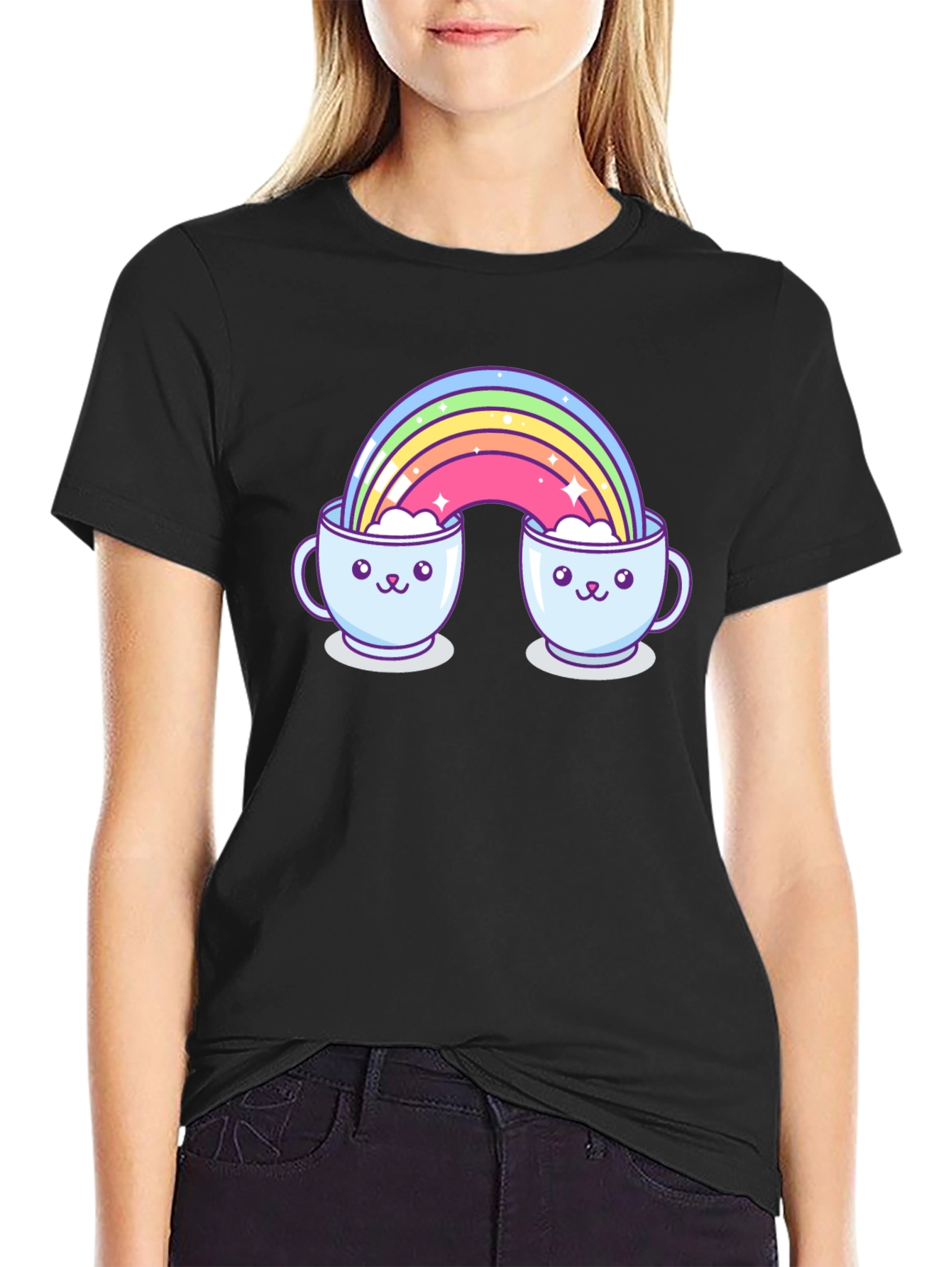 Rainbow Coffee Mug Graphic Tee
