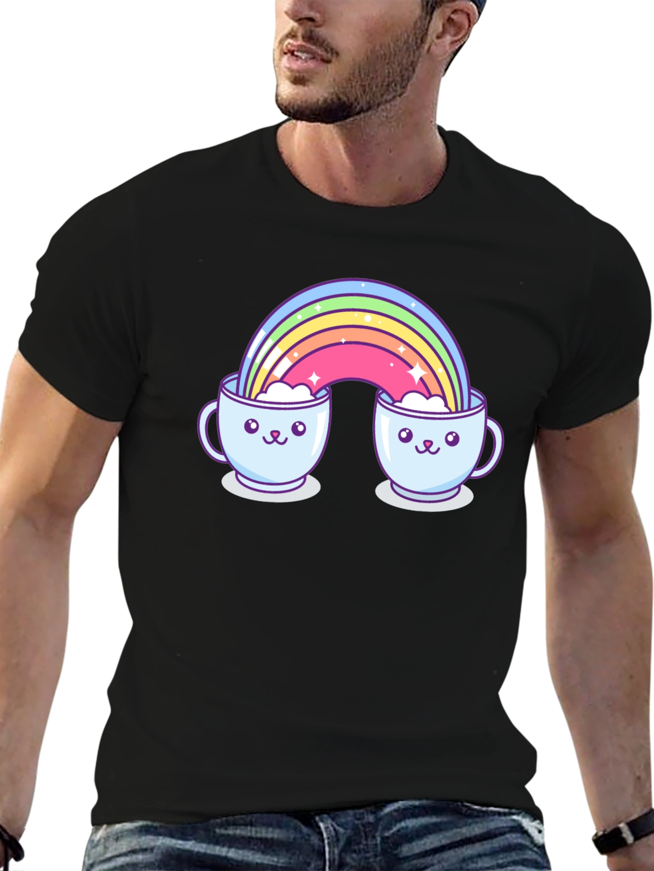Rainbow Coffee Mug Graphic Tee