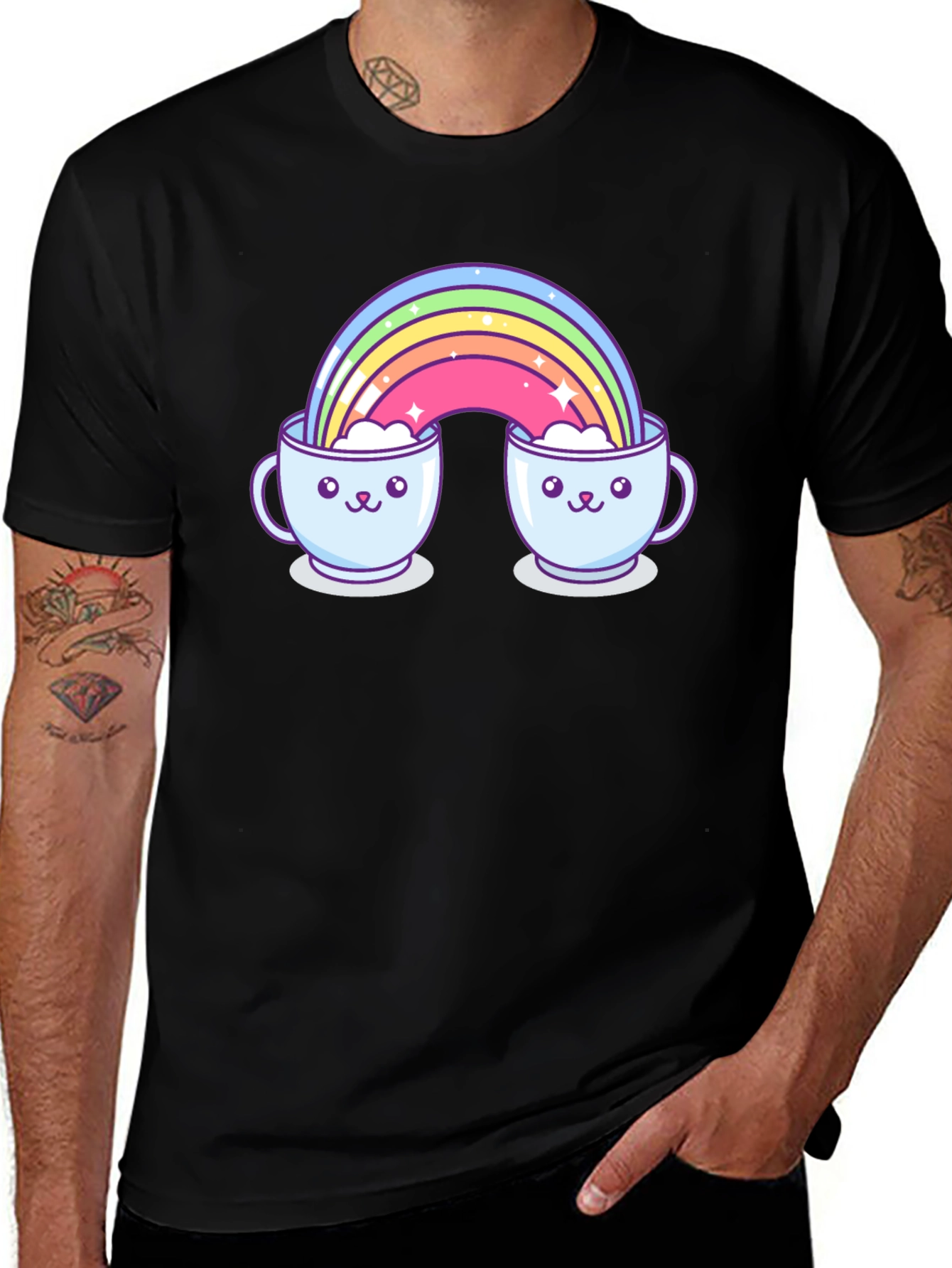 Rainbow Coffee Mug Graphic Tee