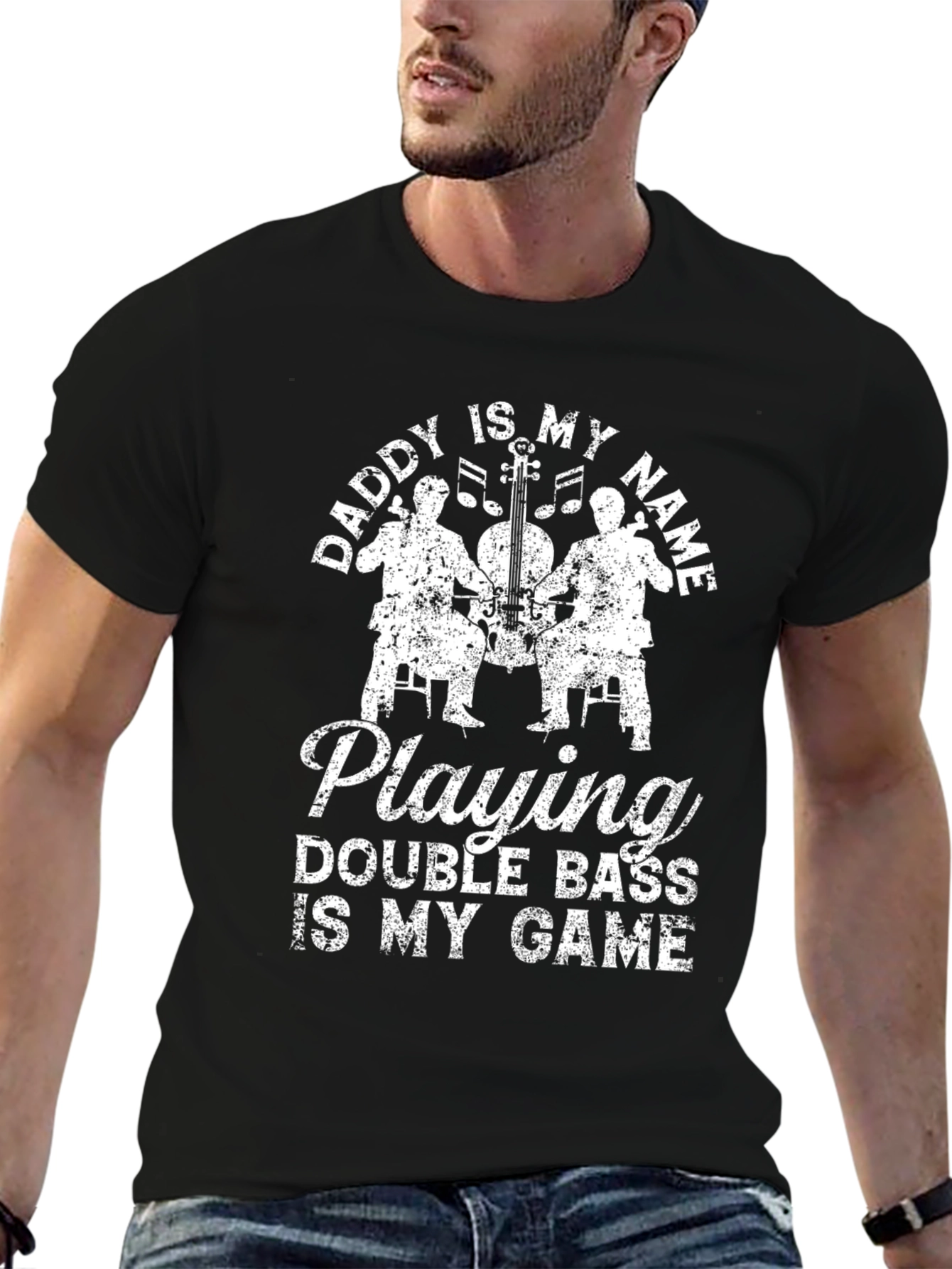 Daddys Double Bass T-Shirt - Musician Dad Gift