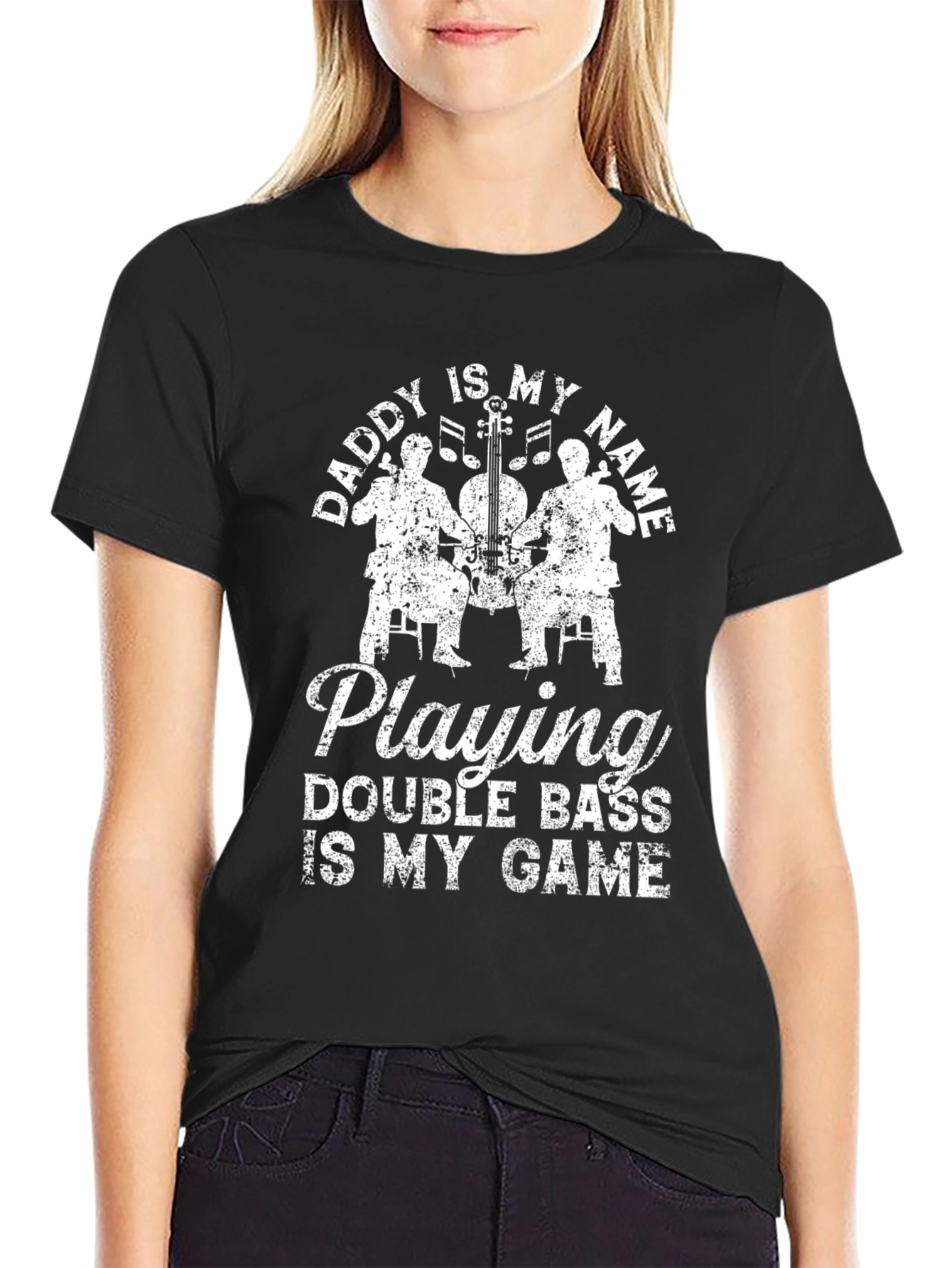 Daddys Double Bass T-Shirt - Musician Dad Gift