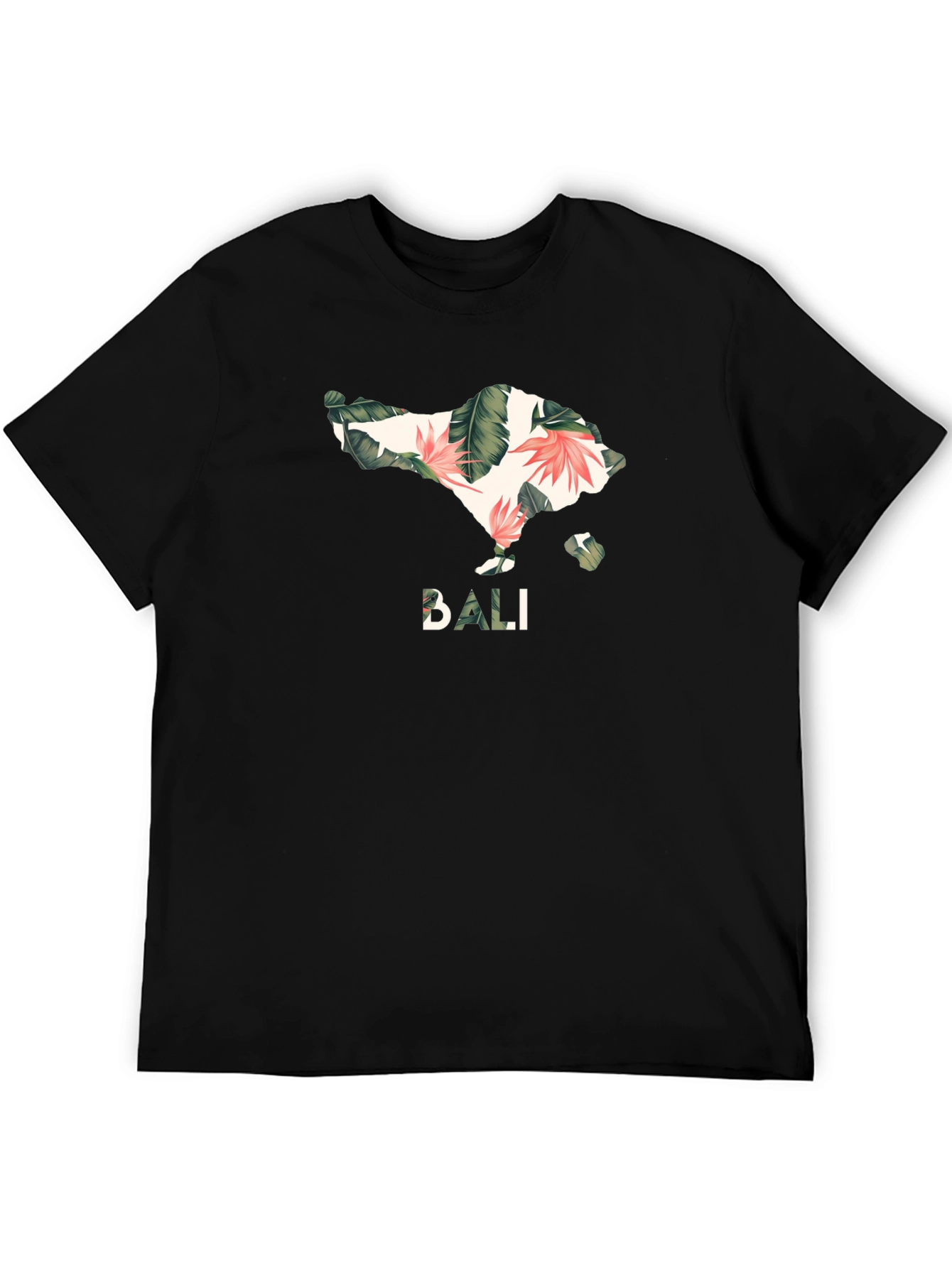 Bali Floral Island Graphic T-Shirt - Black
