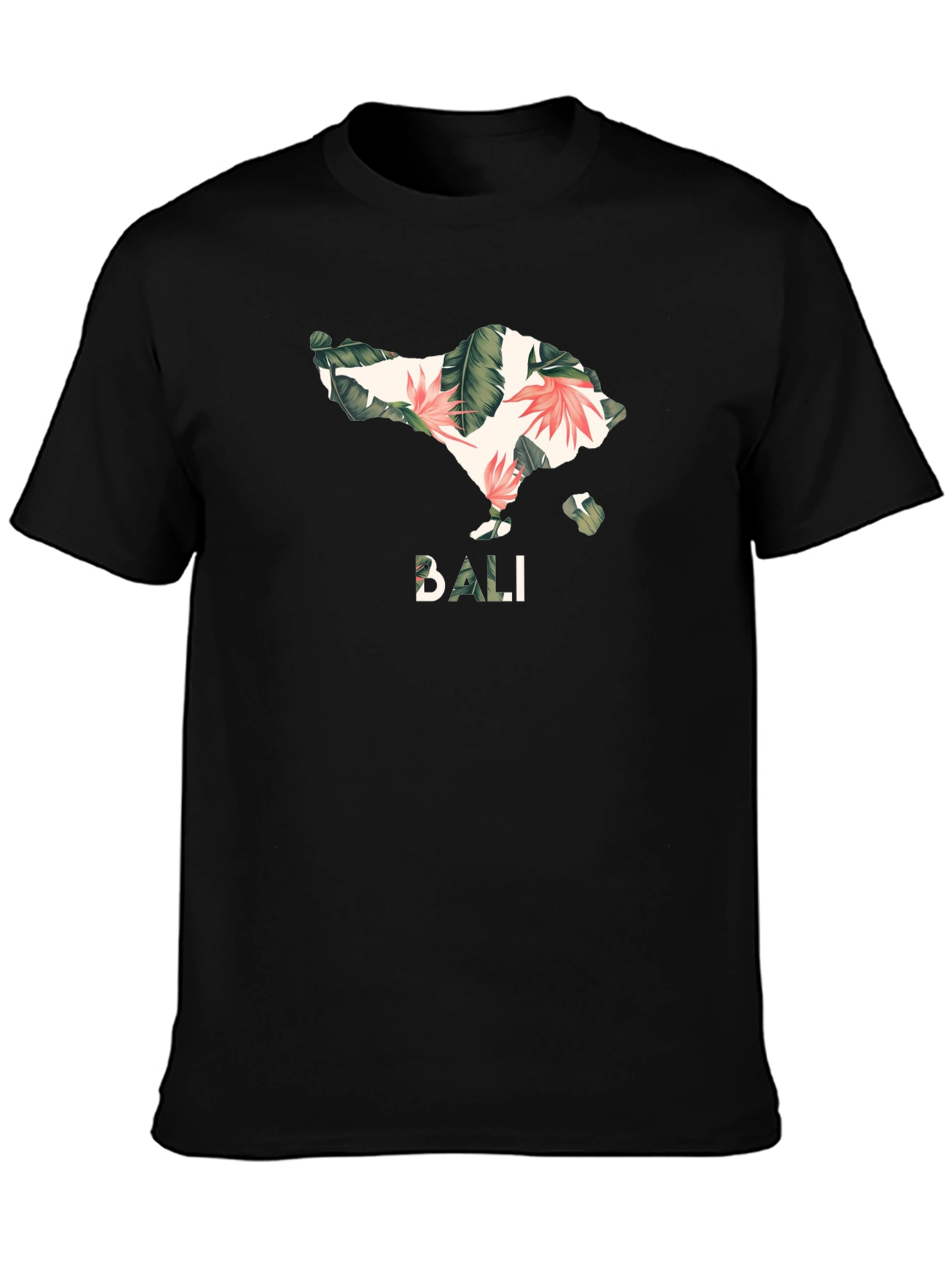 Bali Floral Island Graphic T-Shirt - Black